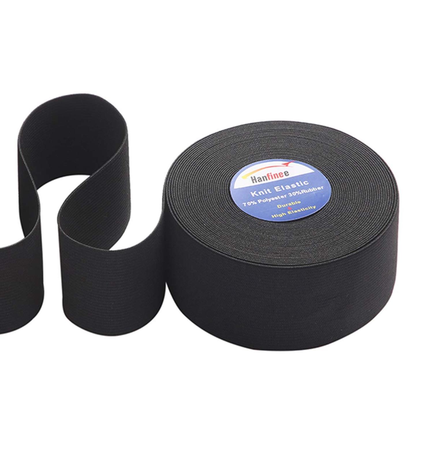 HANFINEE 1-1/2 Inch Sew on Knitted Elastic Band - Black 15 Yards | Heavy Stretch for Sewing Crafts, DIY Waistband, Bedspread & Cuff - Buy Online on GoSupps.com