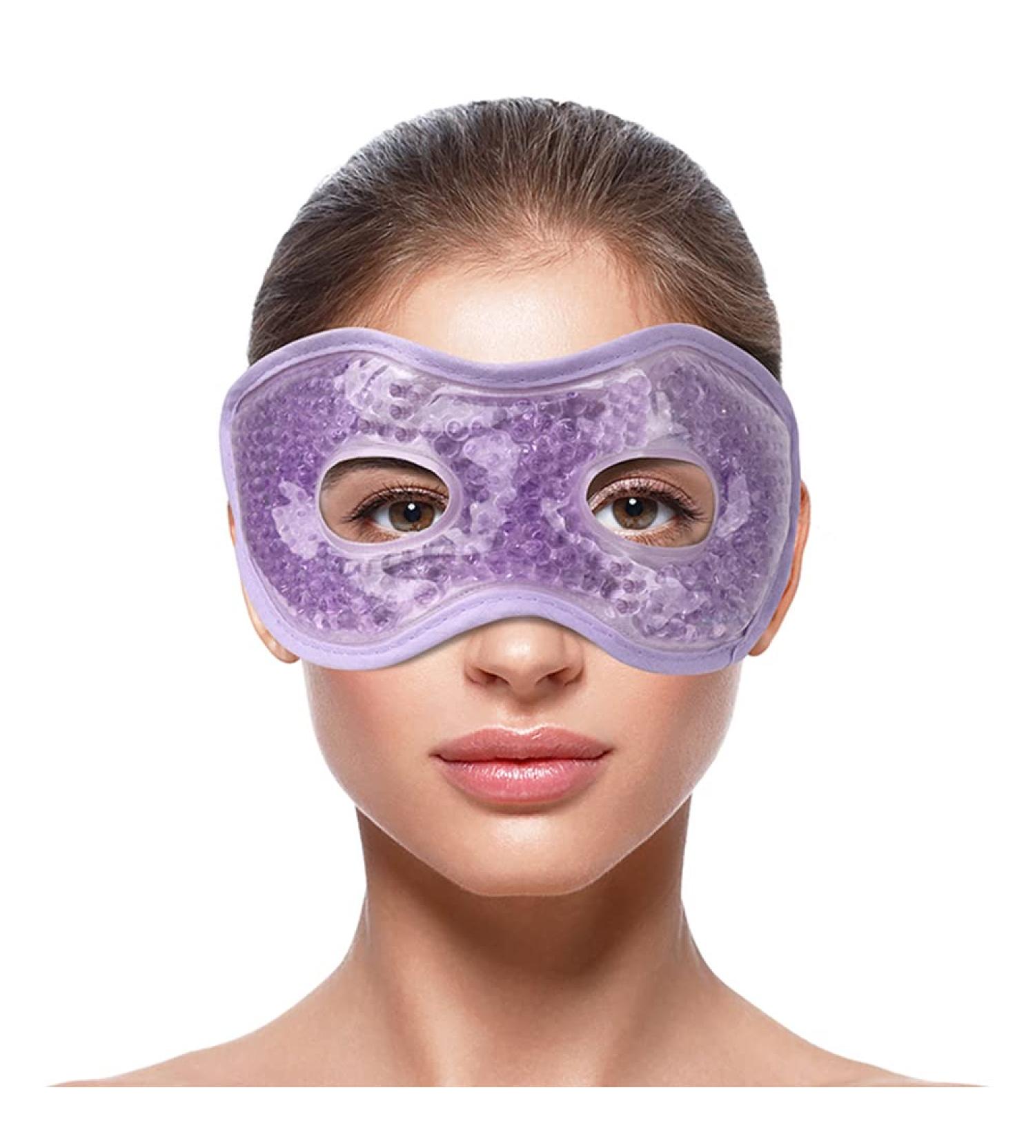 NEWGO Gel Eye Mask Reusable Cooling Eye Mask with Eye Holes - Hot Cold Eye Compress for Puffy Eyes, Migraine, Stress Relief - Purple - Buy Online on GoSupps.com