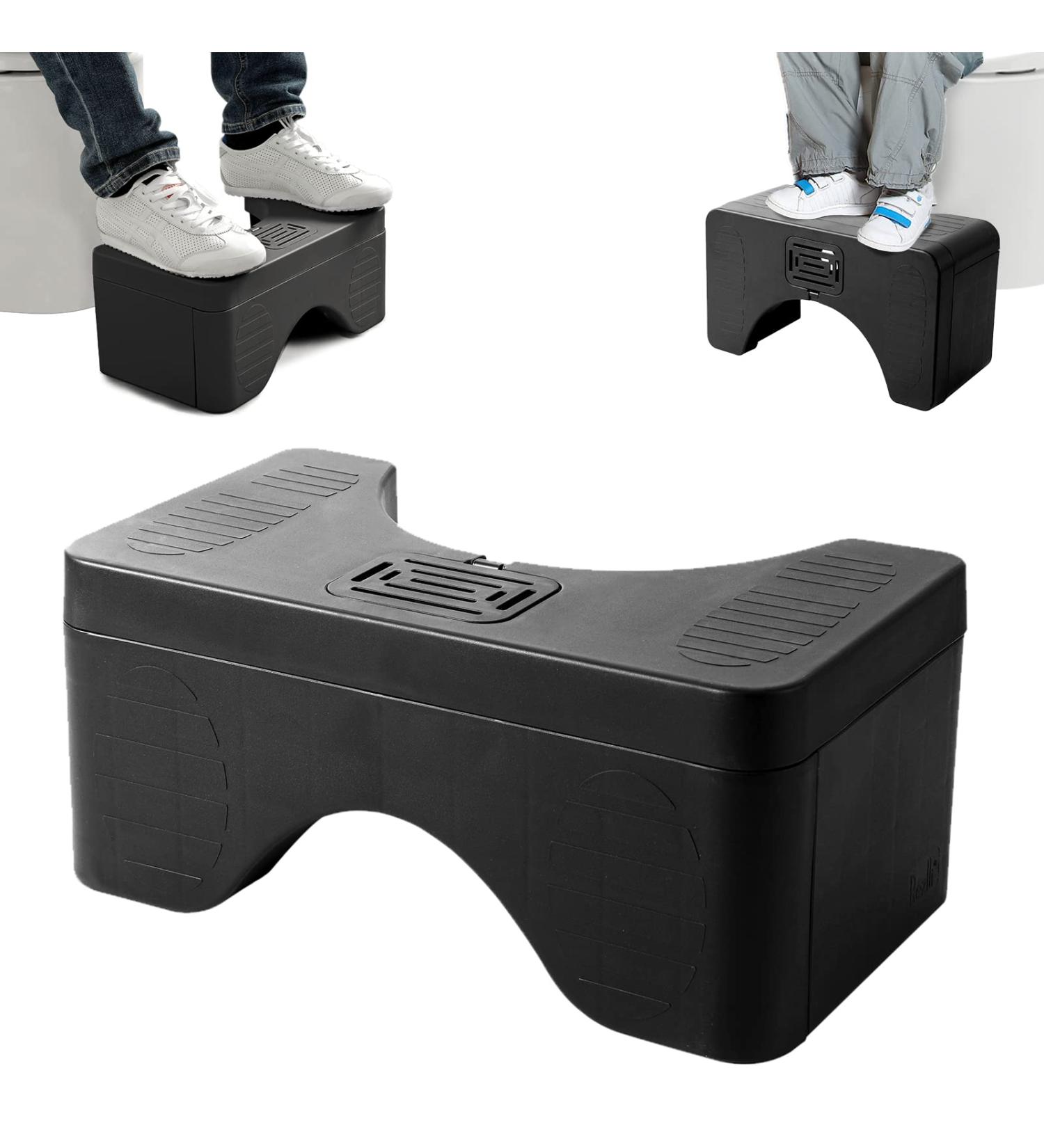 EASICOZI Portable Bathroom Squat Stool - Adjustable Height Squatting Toilet Stool - Foldable Step Stool for Adults and Teens (Black) - Buy Online on GoSupps.com