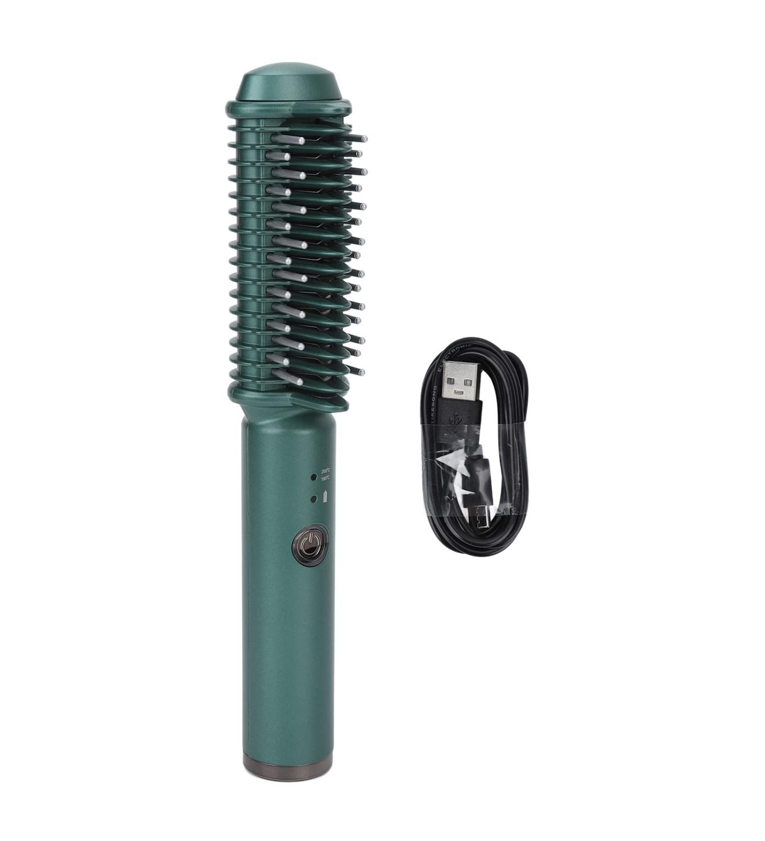 Cordless Hair Straightener Brush for Women - USB Rechargeable Styling Tool & Quick Heating Curling Brush - Healthy Hair Solution in Black - Buy Online on GoSupps.com