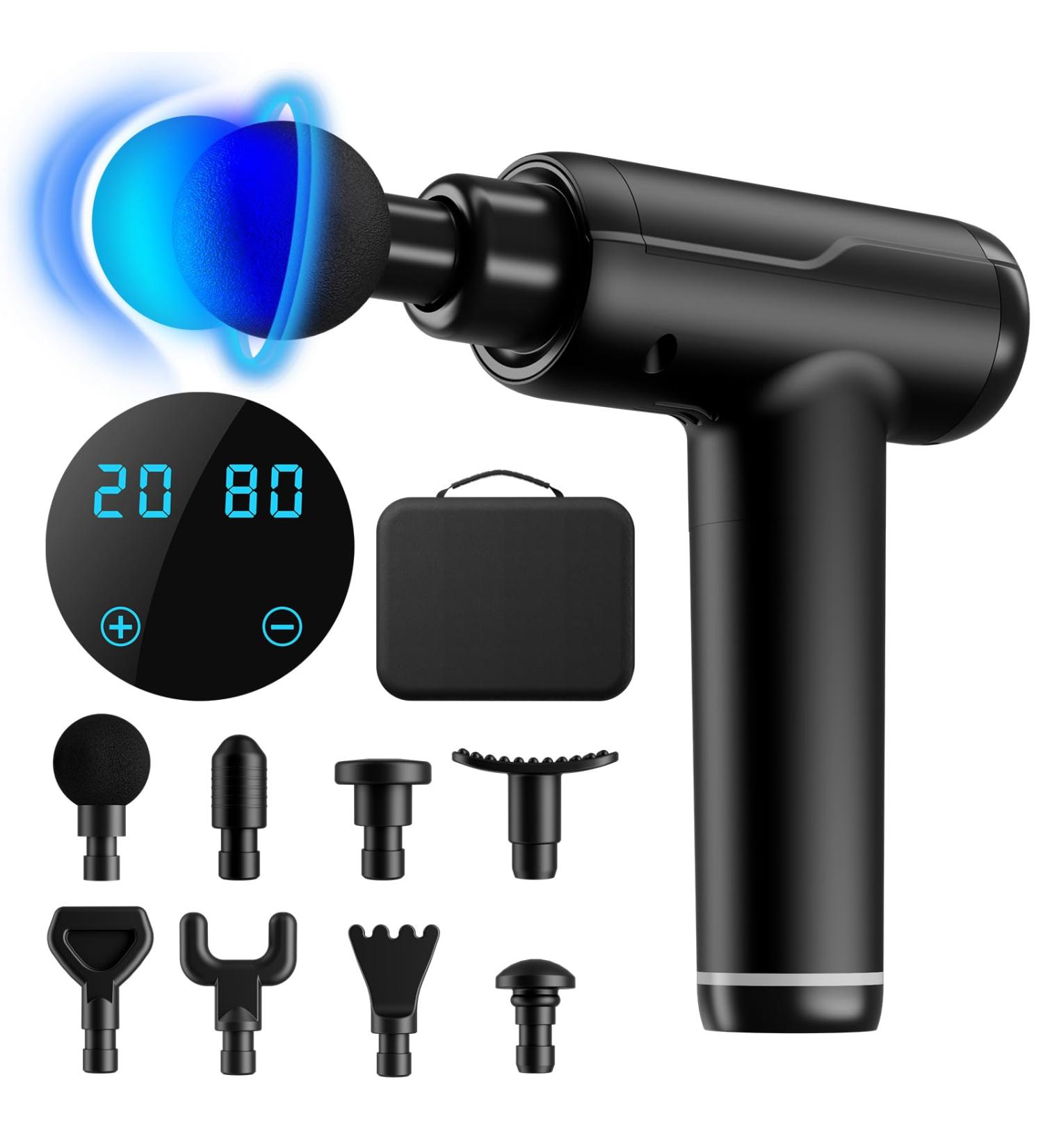 Buy Handheld Muscle Massage Gun 20-Speed Percussion Device with LCD Touchscreen 8 Massage Heads Cordless Deep Tissue Relief International Shipping Available - Buy Online on GoSupps.com