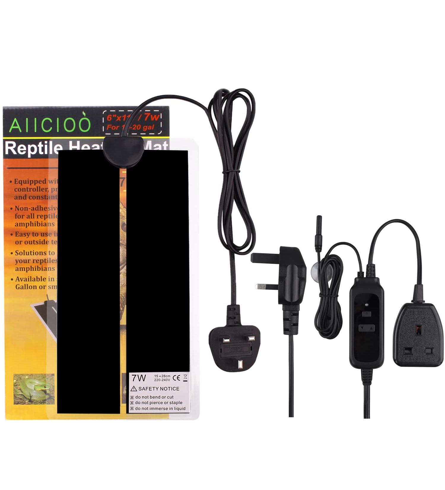 AIICIOO Lizards Heat Mat Temperature Controller Tank Warmer Aquarium Heating Mat Terrarium Pads with Thermostat for Reptiles Lizard Turtles Snake 7W 7W & thermostat - Buy Online on GoSupps.com