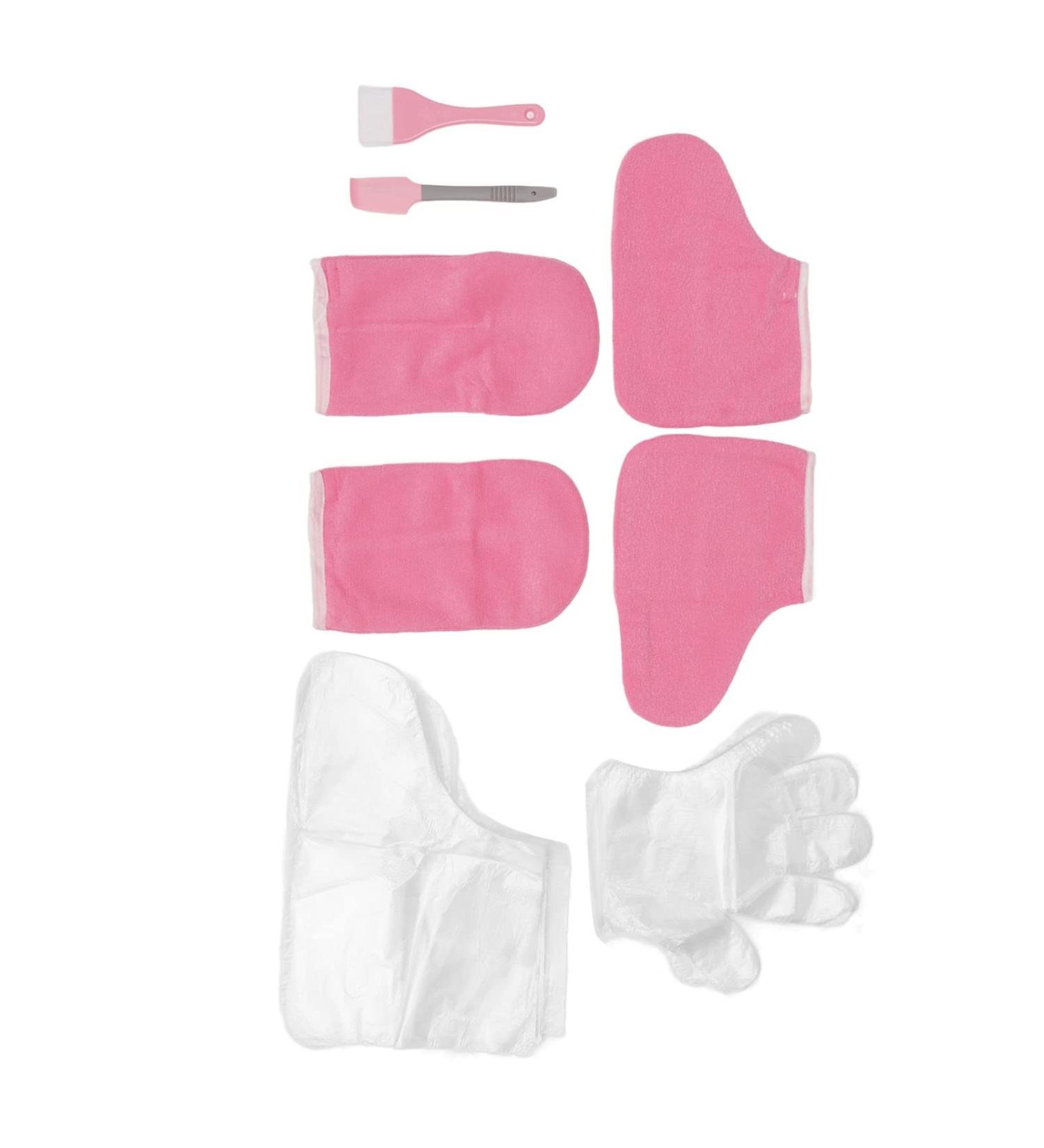 Paraffin Wax Bath Set | Cozy Pink Flannel Bathroom Shoes & Inserts for Hands & Feet | International Shipping - Buy Online on GoSupps.com