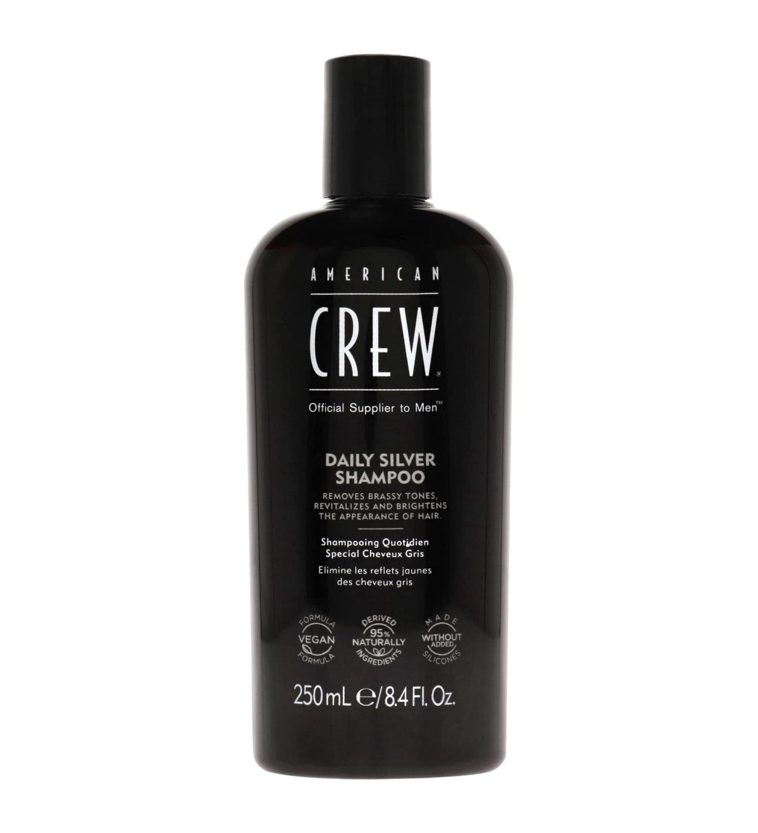 American Crew Men's Daily Silver Shampoo 8.4 Fl Oz - Vegan Formula | Naturally Derived - Buy Online on GoSupps.com