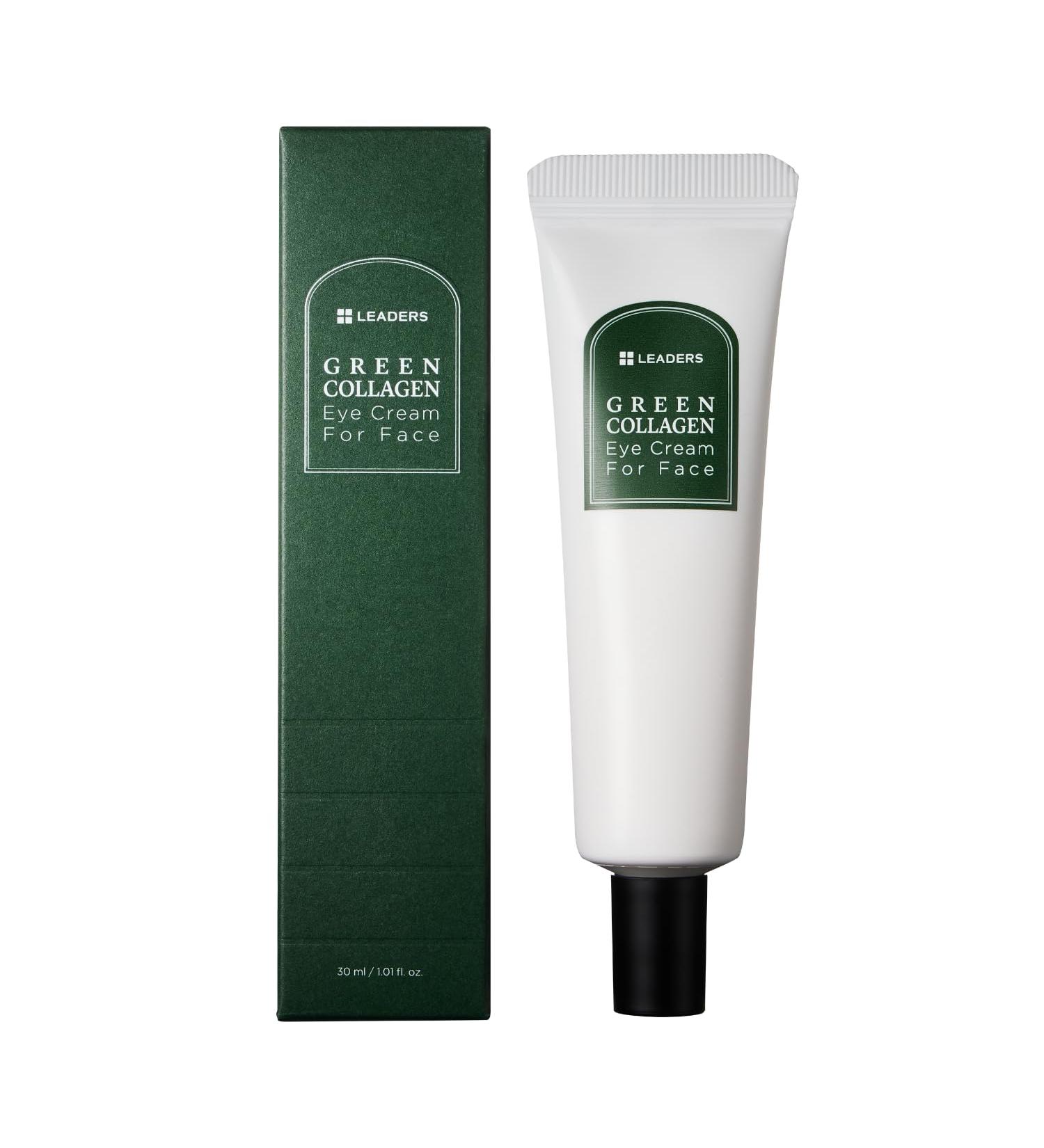 LEADERS Green Collagen Eye Cream for Face Vegan Anti-Aging Eye Treatment Reduces Fine Lines & Dark Circles Without Irritation Improves Skin Elasticity & Hydration Softens Wrinkles 30ml 1.01 Fl Oz (Pack of 1) - Buy Online on GoSupps.com