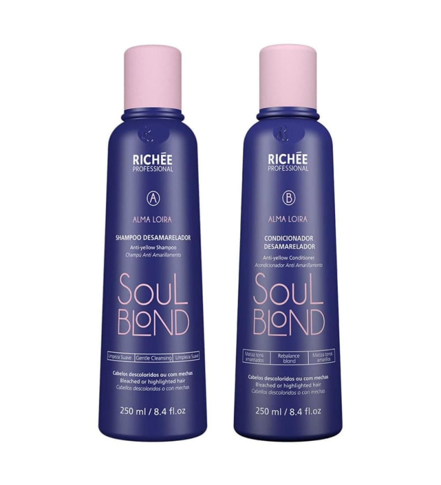 Rich e Professional Soul Blond Home Care Kit - Shampoo & Conditioner (2x250ml) - Perfect for Blonde Hair Care - International Shipping Available - Buy Online on GoSupps.com