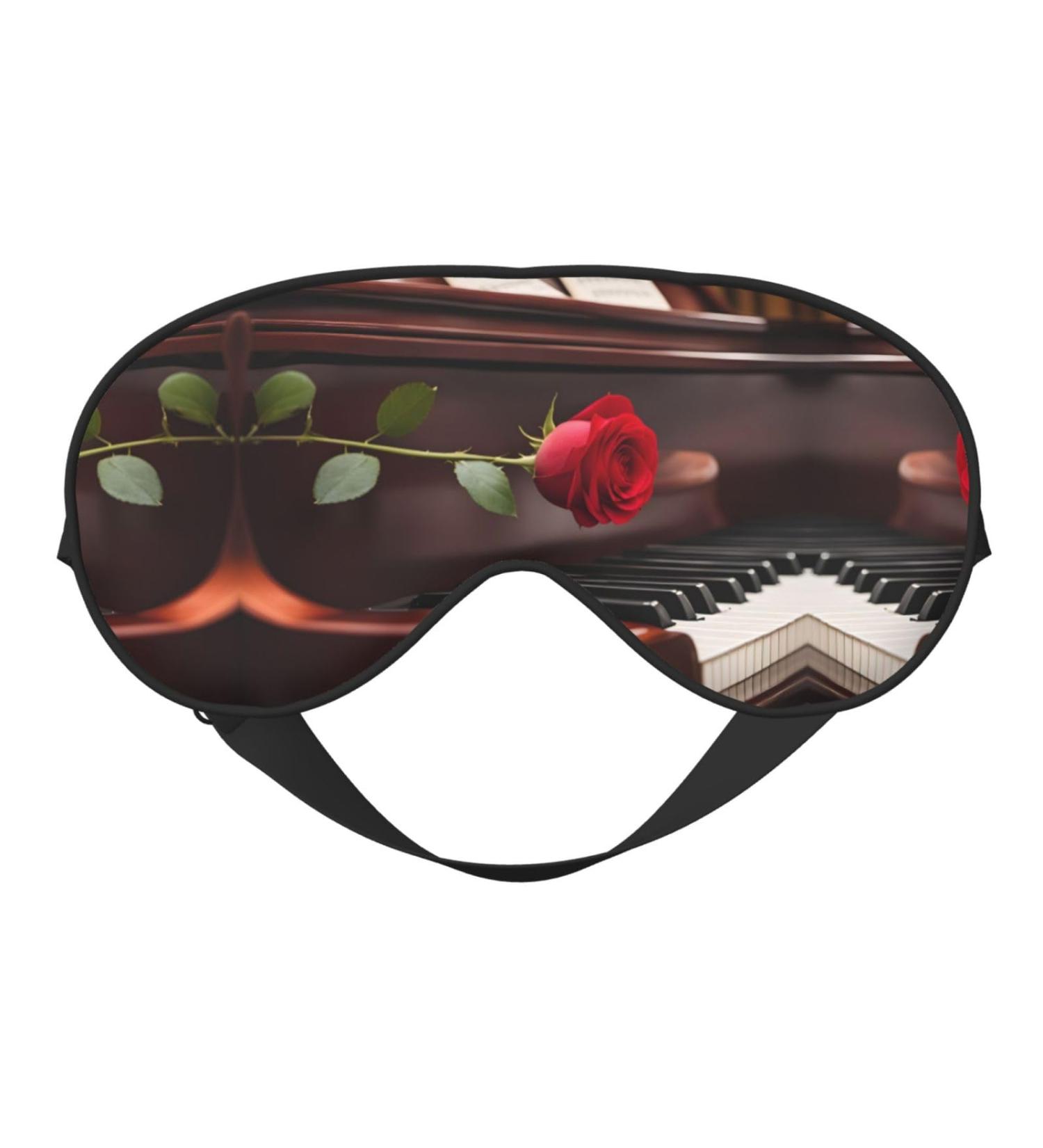 Red Rose Piano Print Eye Mask - Ultra-Soft Light-Blocking for Comfort & Restful Sleep | International Shipping - Buy Online on GoSupps.com