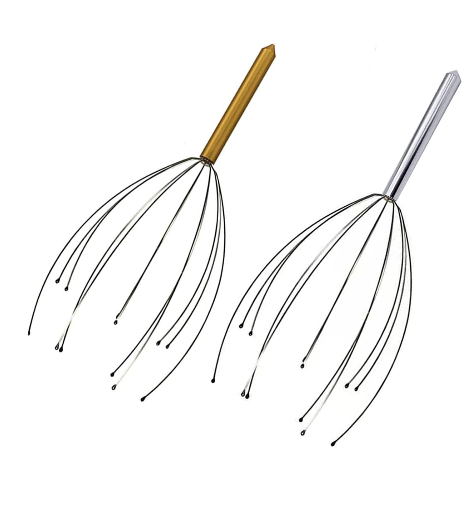 2 Pack Scalp Massager Head Massager Scratcher Tingler with 12Fingers Hair Scalp Scratcher for Deep Relaxation and Stress Relief (Golden &Silver) - Buy Online on GoSupps.com