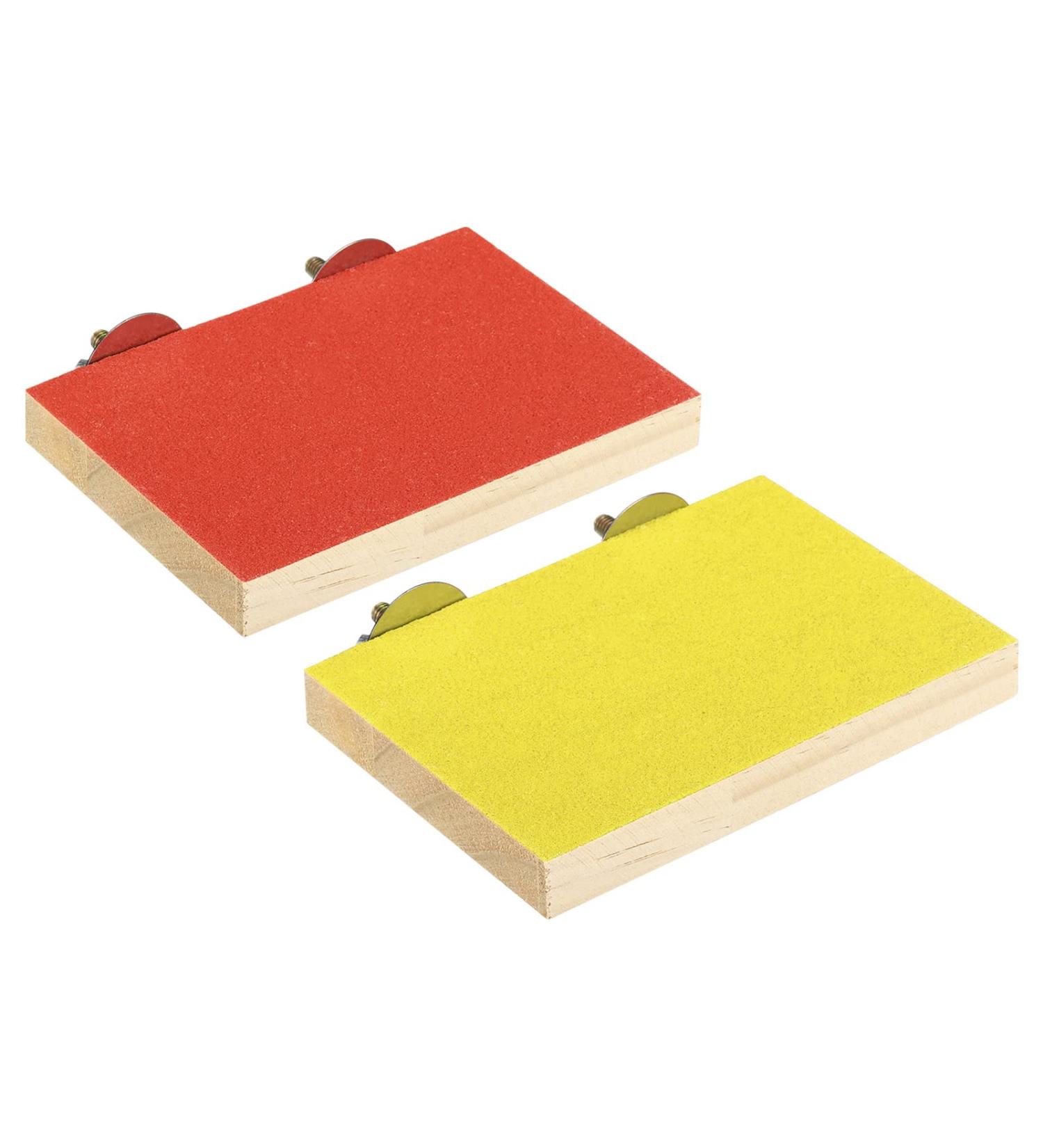 Patikil Bird Perch Stand Platform Set - Wooden Playground for Small Birds & Parrots | Paw Grinding & Cleaning Accessories in Red & Yellow - Buy Online on GoSupps.com