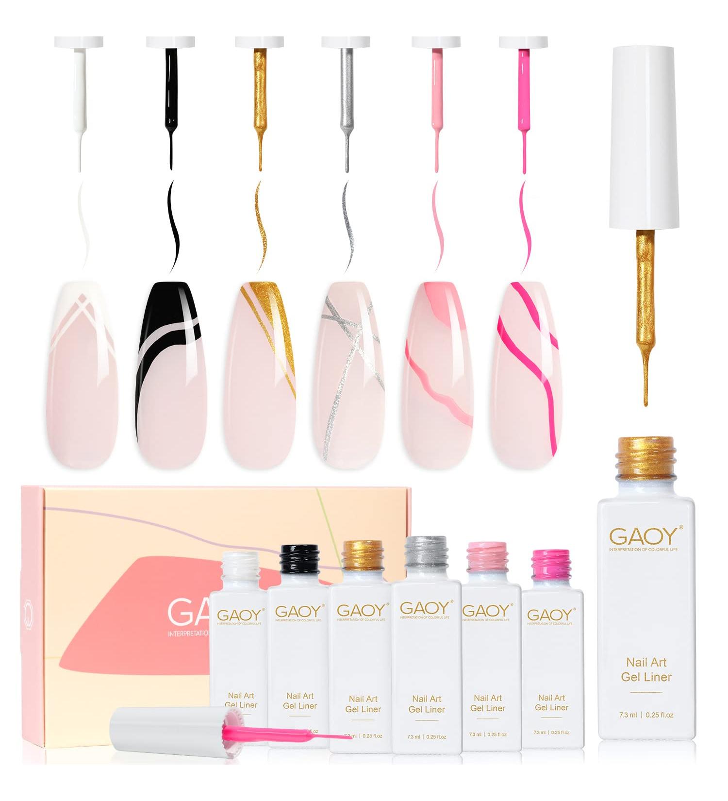 GAOY Gel Nail Art Polish Set - 6 Colors Gel Liner Kit for DIY Manicure and Pedicure - Buy Online on GoSupps.com