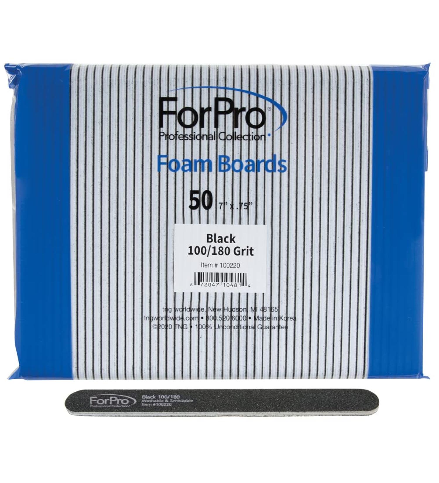 ForPro Nail Foam Boards 100/180 Grit Double-Sided Manicure Nail Files - Black, 7L x .75W, 50-Count (Pack of 1) - Buy Online on GoSupps.com