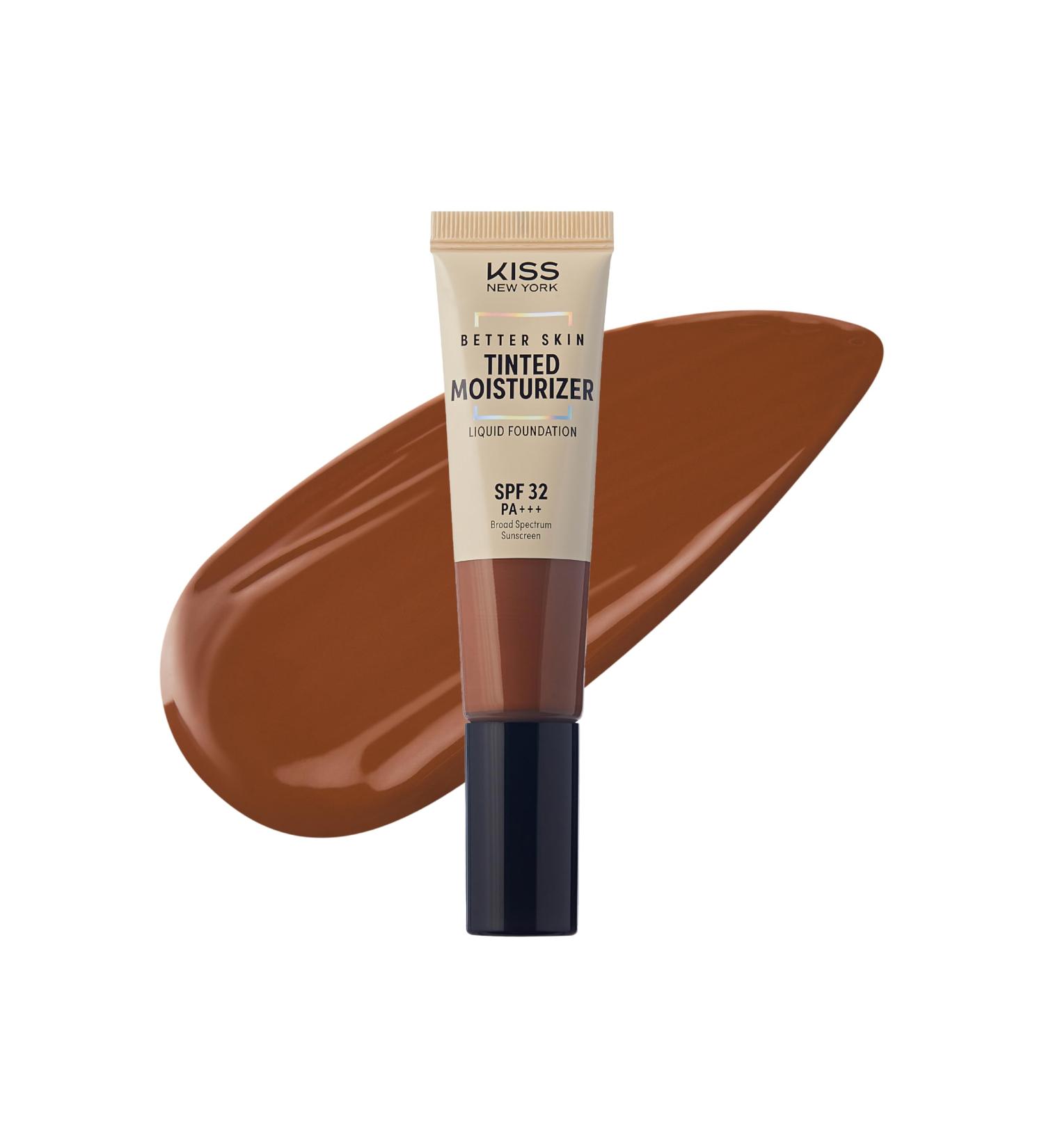 Kiss New York Tinted Moisturizer with SPF 32 PA+++ (Mocha) 12 Hour Hydrating Sunscreen for Face, No White Cast for Dark Skin Tone, Natural Finish, Medium Coverage With Hyaluronic Acid, Vitamin E 1.01 Fl Oz Mocha - Buy Online on GoSupps.com