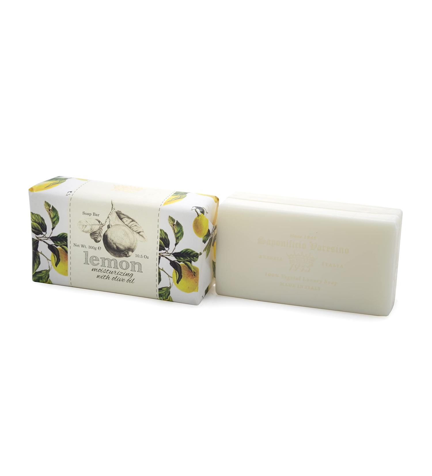 Saponificio Varesino Italian Triple Milled Handmade Soap With Moisturizing Olive Oil 10.5 ounce Bar (Lemon)