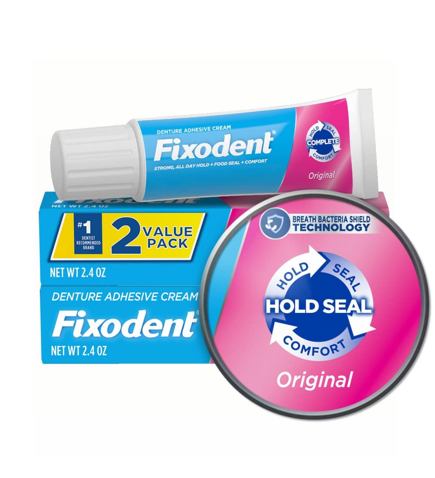 Fixodent Complete Original Denture Adhesive Cream 2.4 oz - Pack of 2 | Long-lasting Hold - Buy Online on GoSupps.com