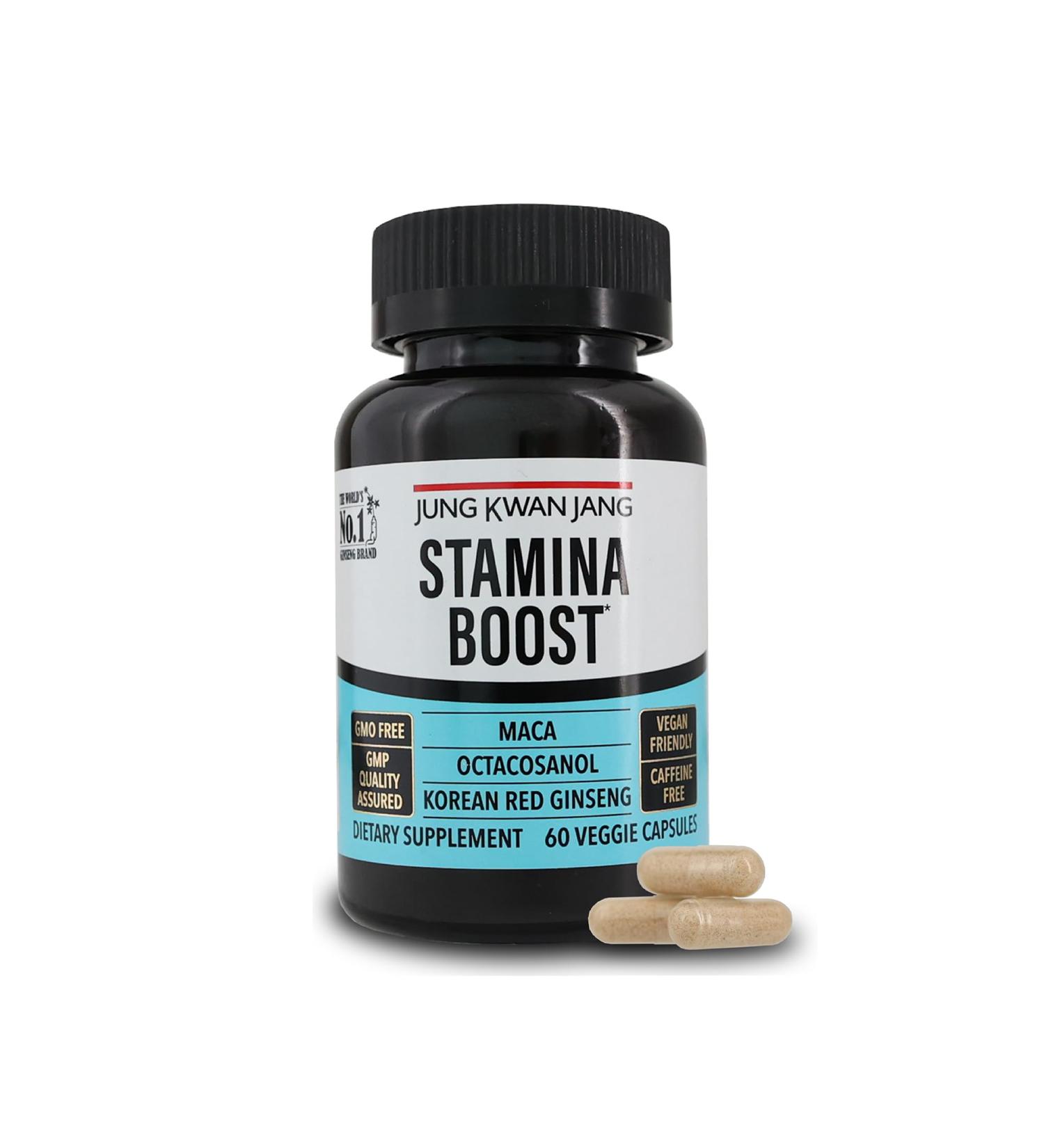 JUNG KWAN JANG Men's Stamina Boost with Korean Red Ginseng Maca and Octacosanol for Men's Health and Energy Supplement 60 Capsules STAMINA BOOST with Maca - Buy Online on GoSupps.com