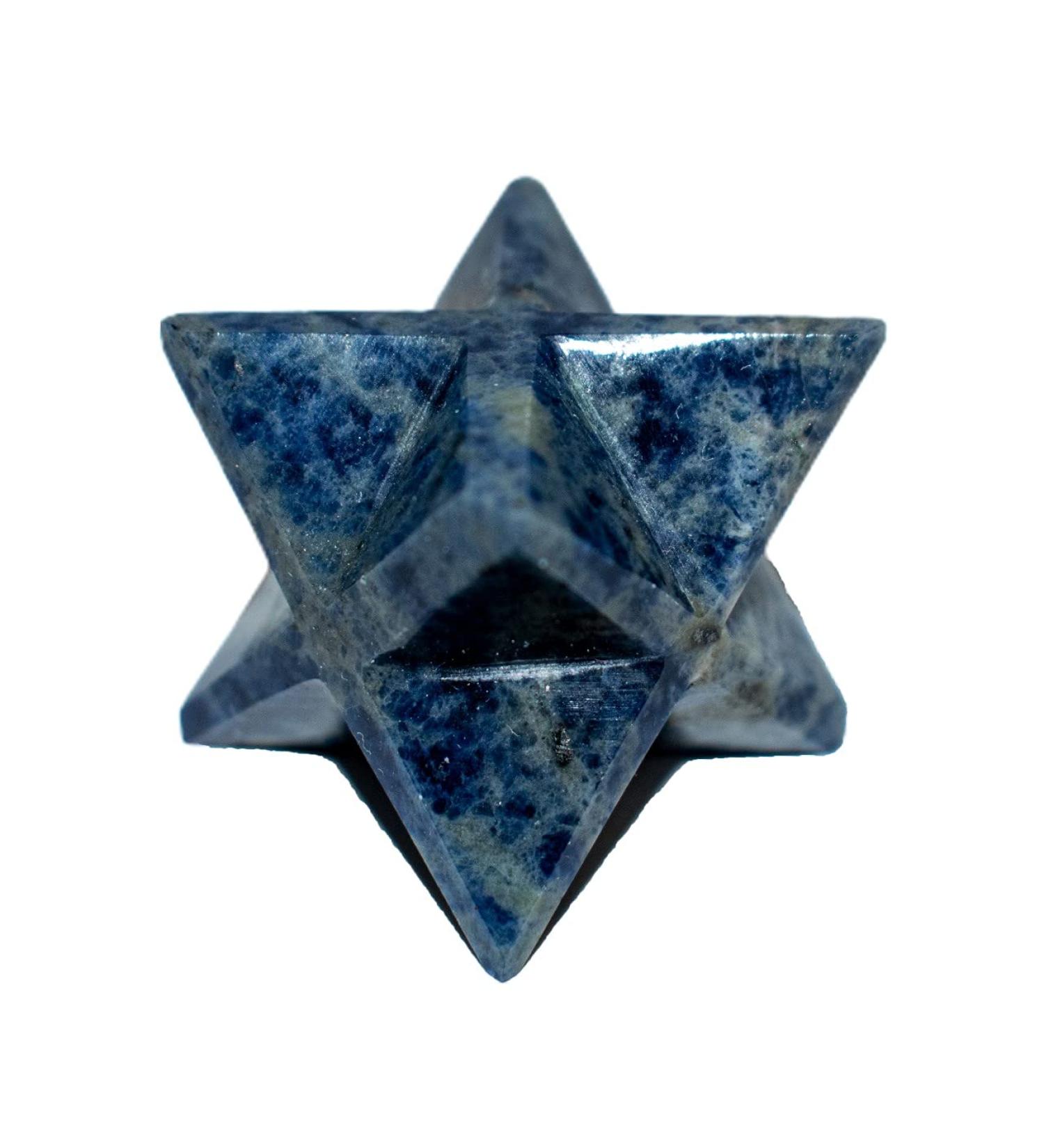 Arva 7-Chakra Star Merkaba Crystal Quartz for Reiki Spiritual Energy Healing | Crystal Therapy | 45mm Large Size Merkaba | 4.5cm | 1.7 Inches Size Tip to Tip (Sodalite)