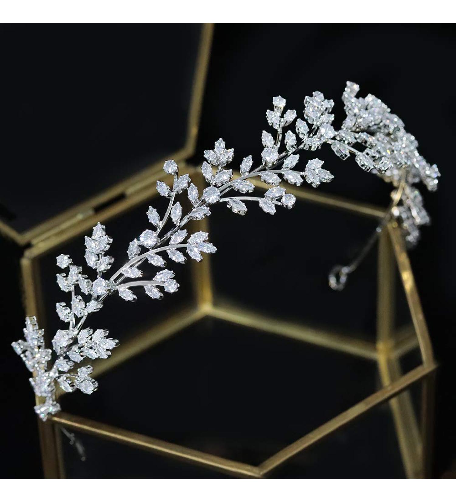 Jorsnovs Shiny Cubic Zirconia Wedding Bridal Hairband | CZ Tiara Headwear for Women - E-Silver - Buy Online on GoSupps.com
