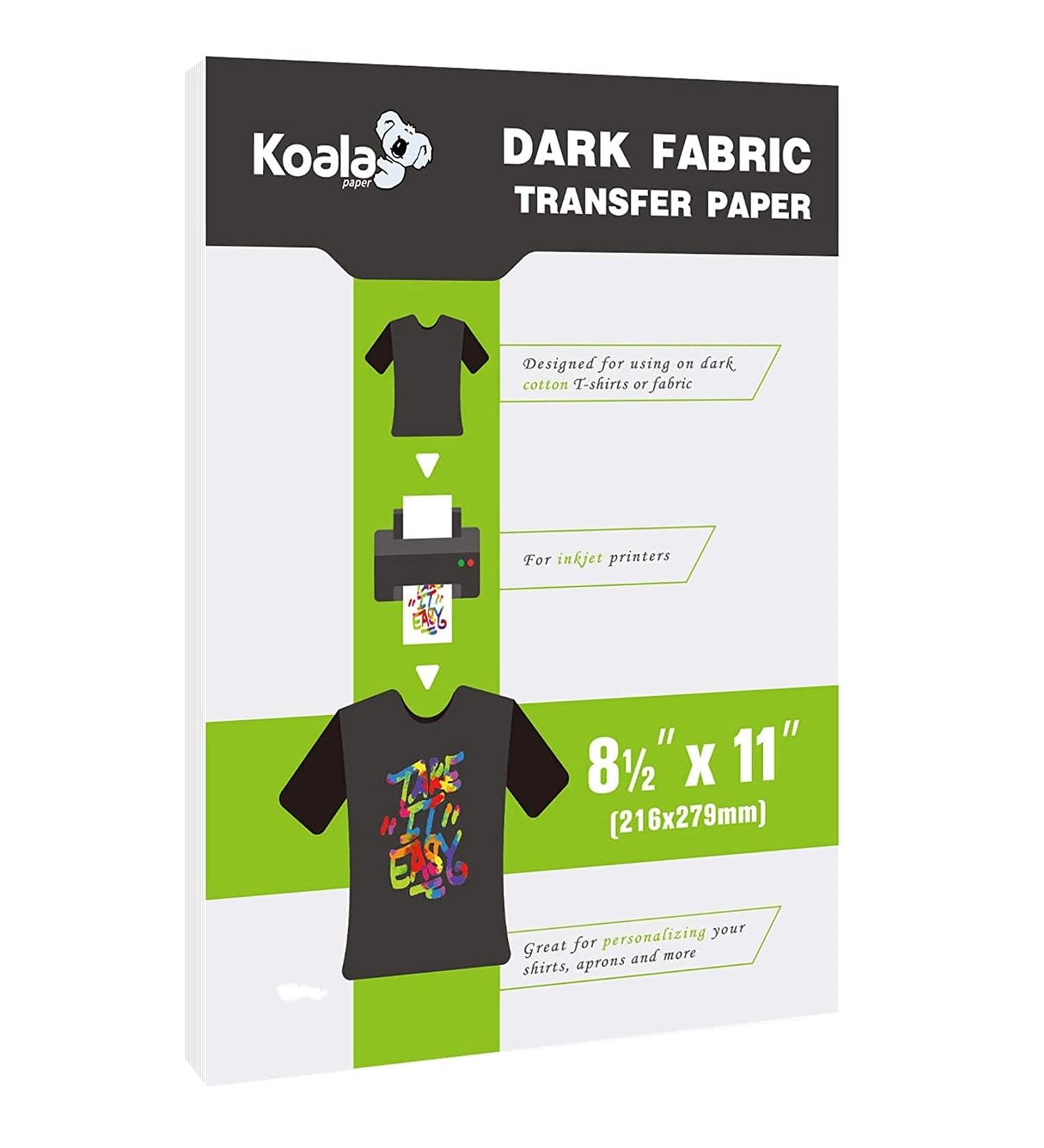 Koala Heat Transfer Paper for T-Shirts - 20 Sheets | Dark Fabric Iron-On Vinyl | Printable Transfer Paper 8.5x11 | Ideal for Dark Fabric - Buy Online on GoSupps.com