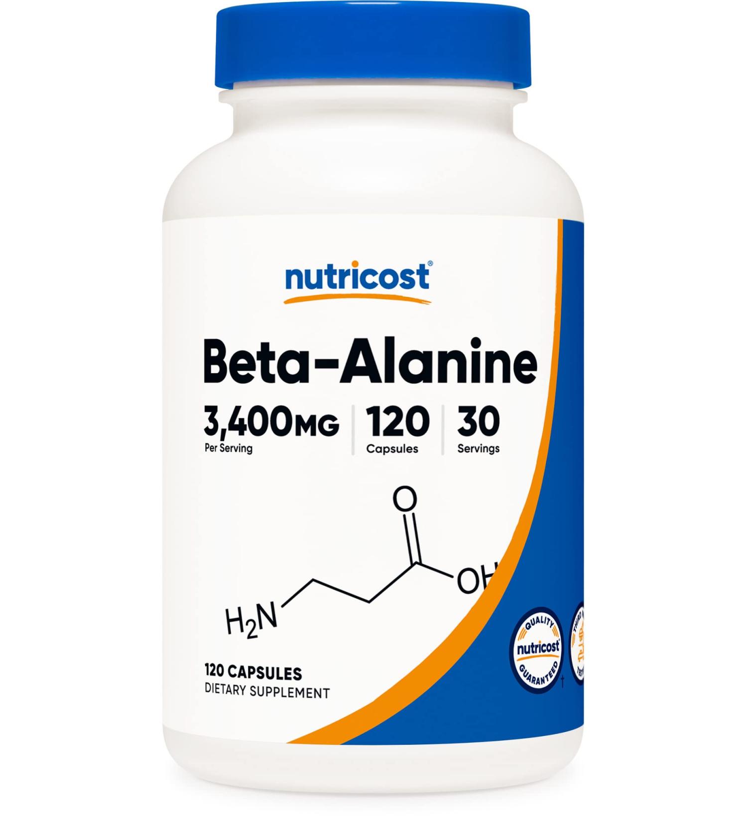 Nutricost Beta-Alanine Capsules 3400mg - Potent 30 Servings - Gluten Free & Non-GMO - 120 Count - Buy Online on GoSupps.com