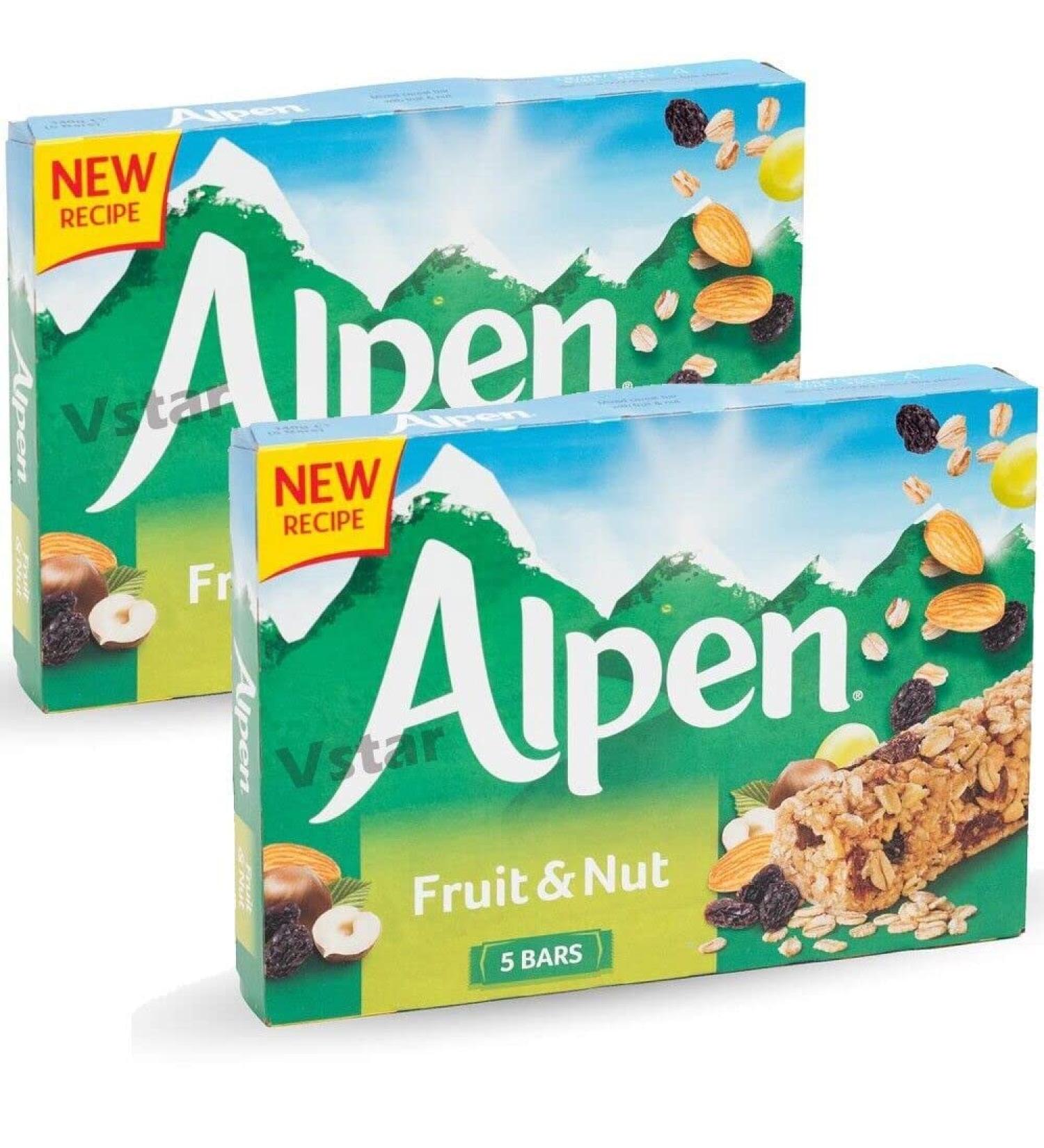 Alpen Fruit & Nut Cereal Bar 140g - 5 Bars in a pack - Pack of 2