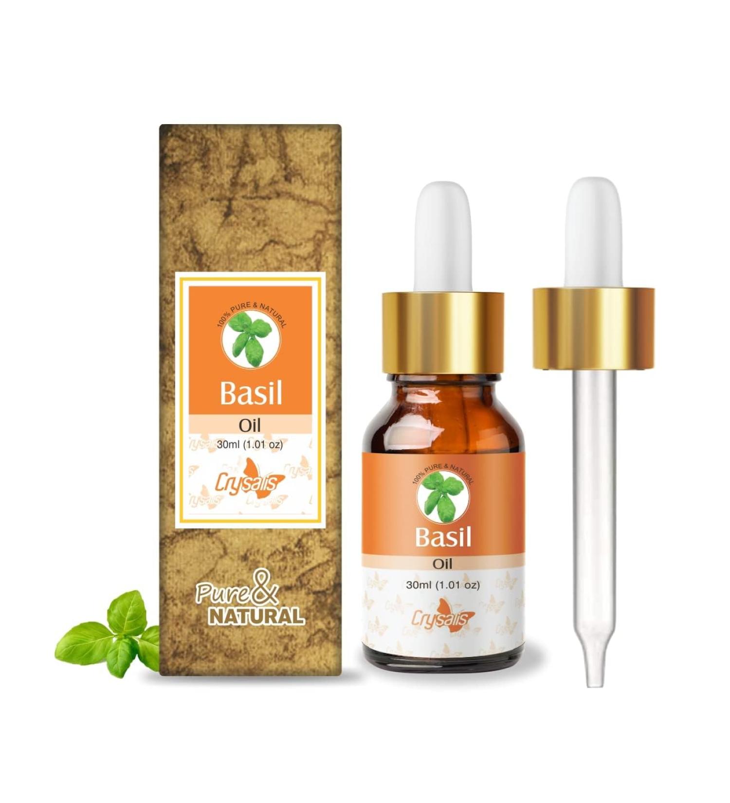 BEMT Basil Essential Oil (Ocimum Basilicum) 100% Pure & Natural Aromatherapy Skin & Hair Care 30ml