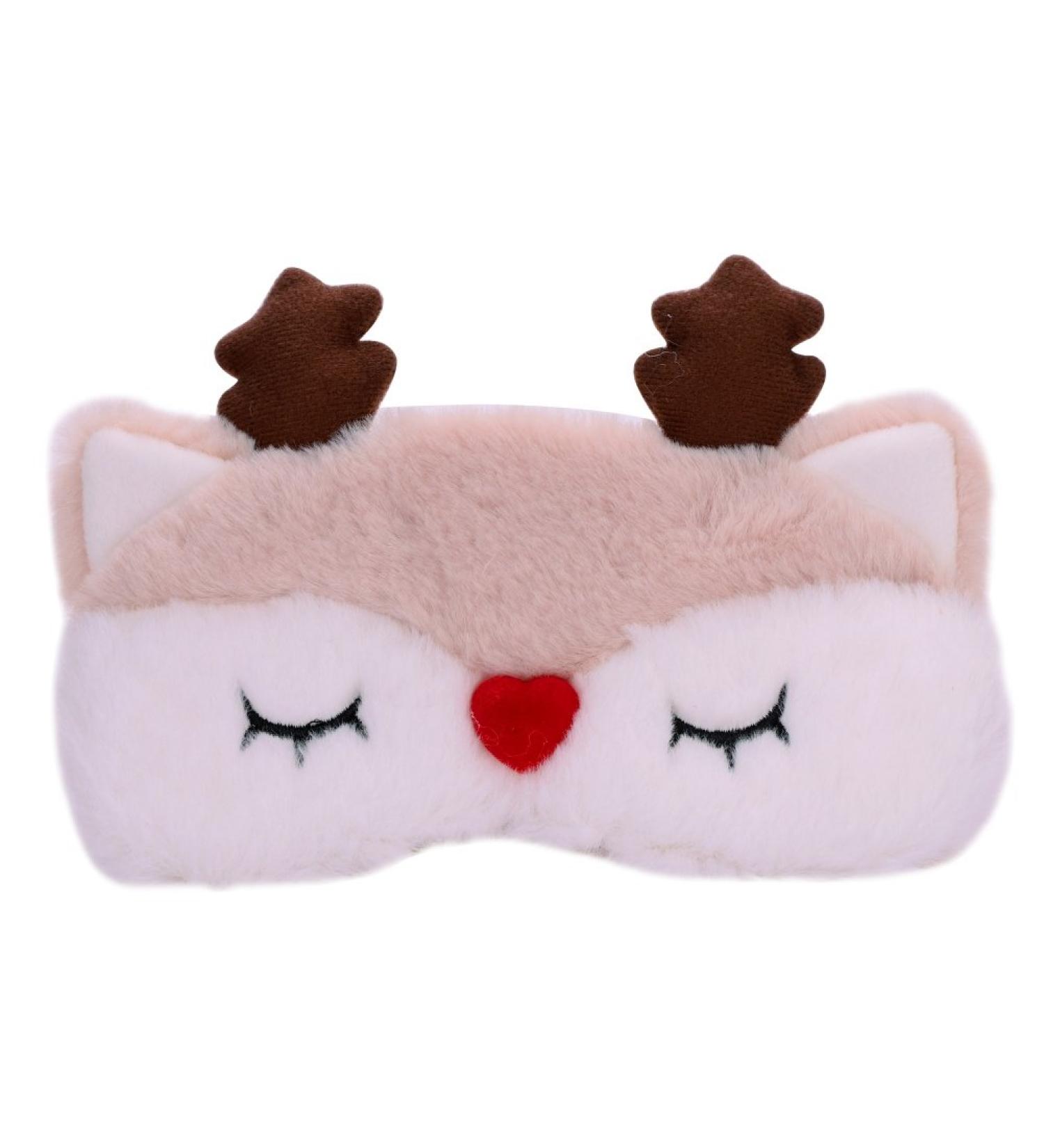 Elk Silk Plush Eye Sleep Mask - Soft and Comfortable Eye Cover for Women - Perfect Christmas Gift - Beige - Buy Online on GoSupps.com