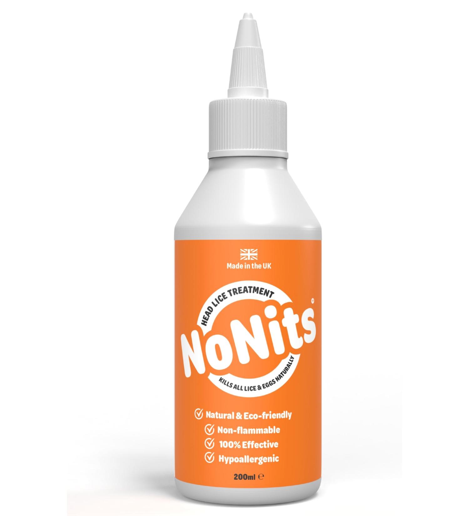 NoNits NoNits Head Lice Treatment Kills All Head Lice and Eggs Premium Nit Treatment Serum Safe 100% Effective Lice Treatment Extra Defence for All Hair Types Children and Adults Made In The UK 200ml - Buy Online on GoSupps.com