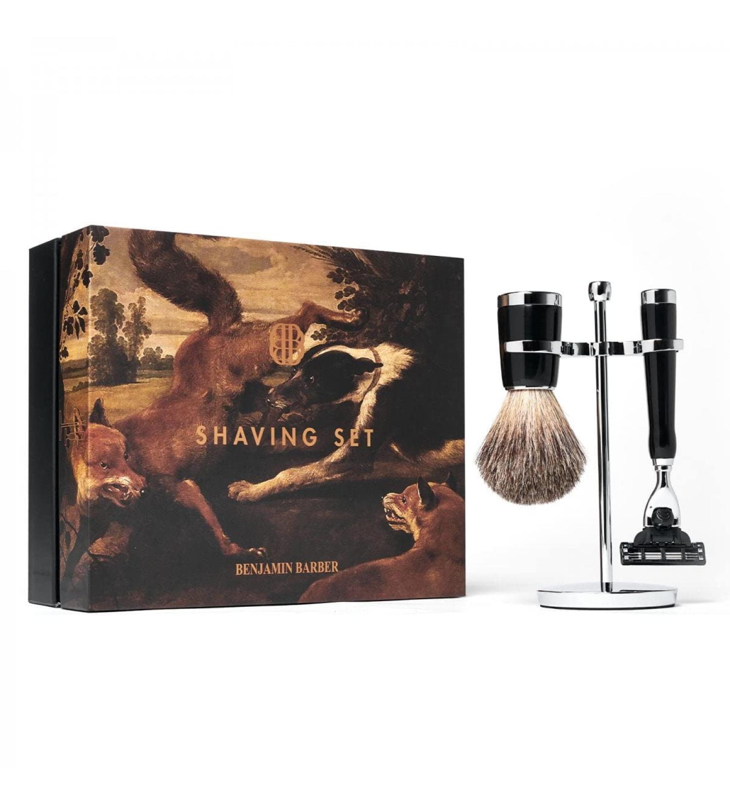 Benjamin Barber Classic 3-Piece Shaving Set | Ebony Razor Set - Stylish Durable & High Quality - International Shipping Available - Buy Online on GoSupps.com