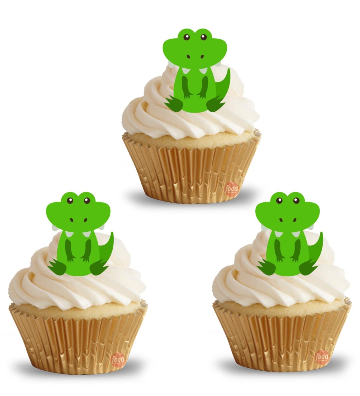 24 edible PRE CUT Jungle Crocodile Aligator style kids childrens party decorations Wafer Paper Cupcake Fairy Cake Toppers - Buy Online on GoSupps.com