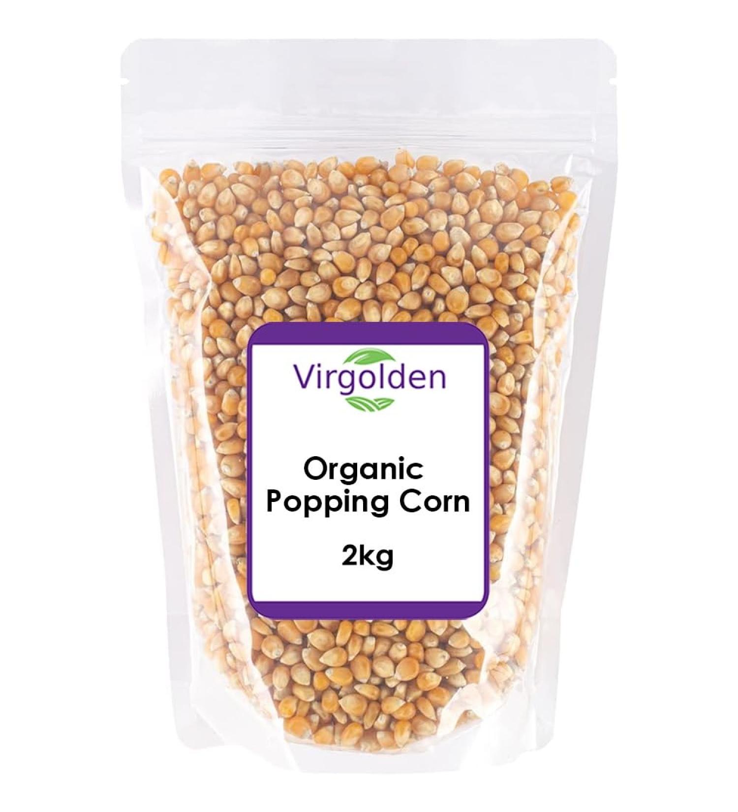 Organic Popping Corn 2kg by Virgolden Organic - Gently Flavorful Incredibly Snackable Certified Organic High Fibre - Buy Online on GoSupps.com