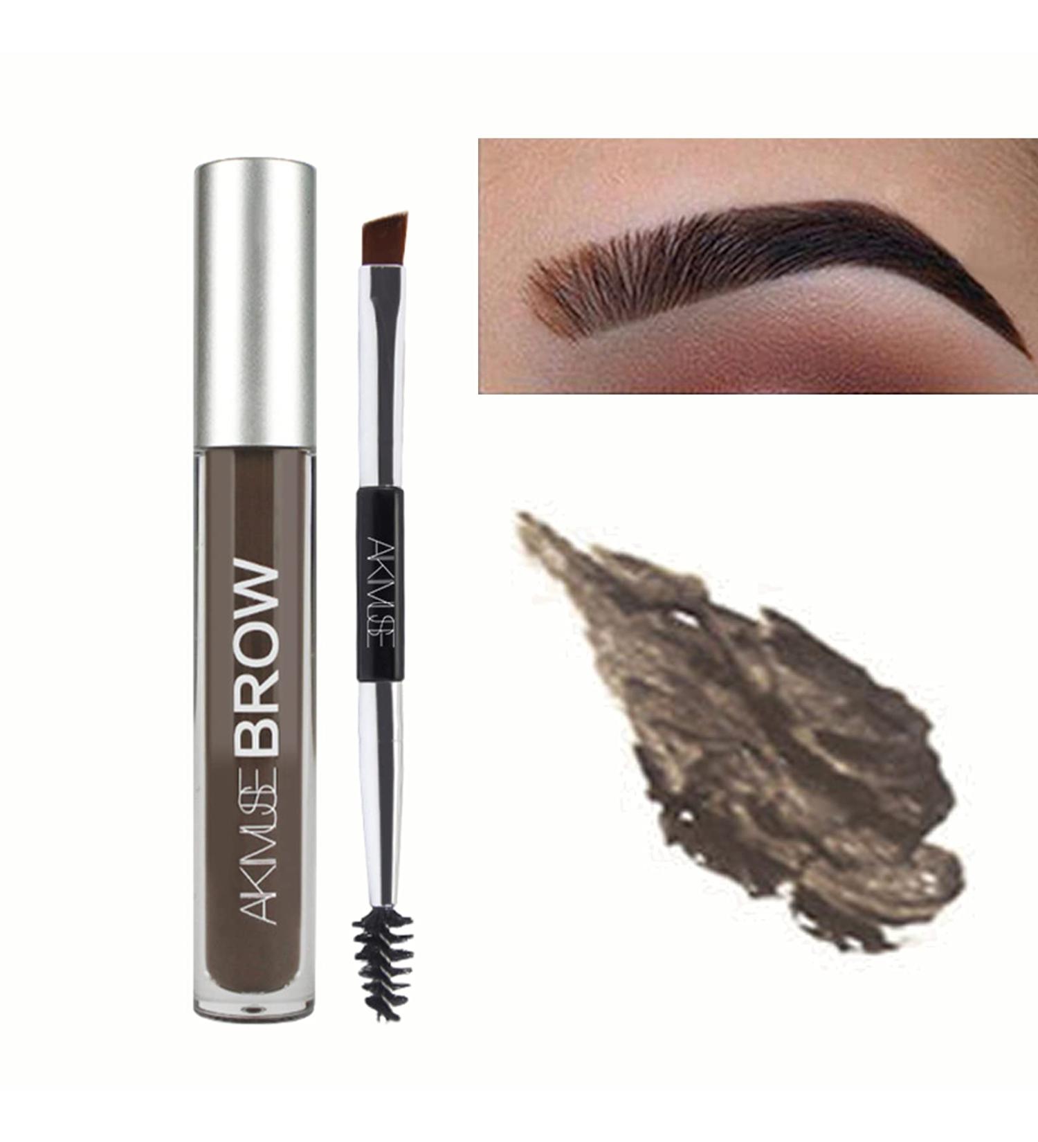 Waterproof Liquid Eyebrow Gel | Smudge-Proof & Sweat Resistant | Long Lasting Tinted Brow Color | Brow Pen Included (Black-Brown) - Buy Online on GoSupps.com