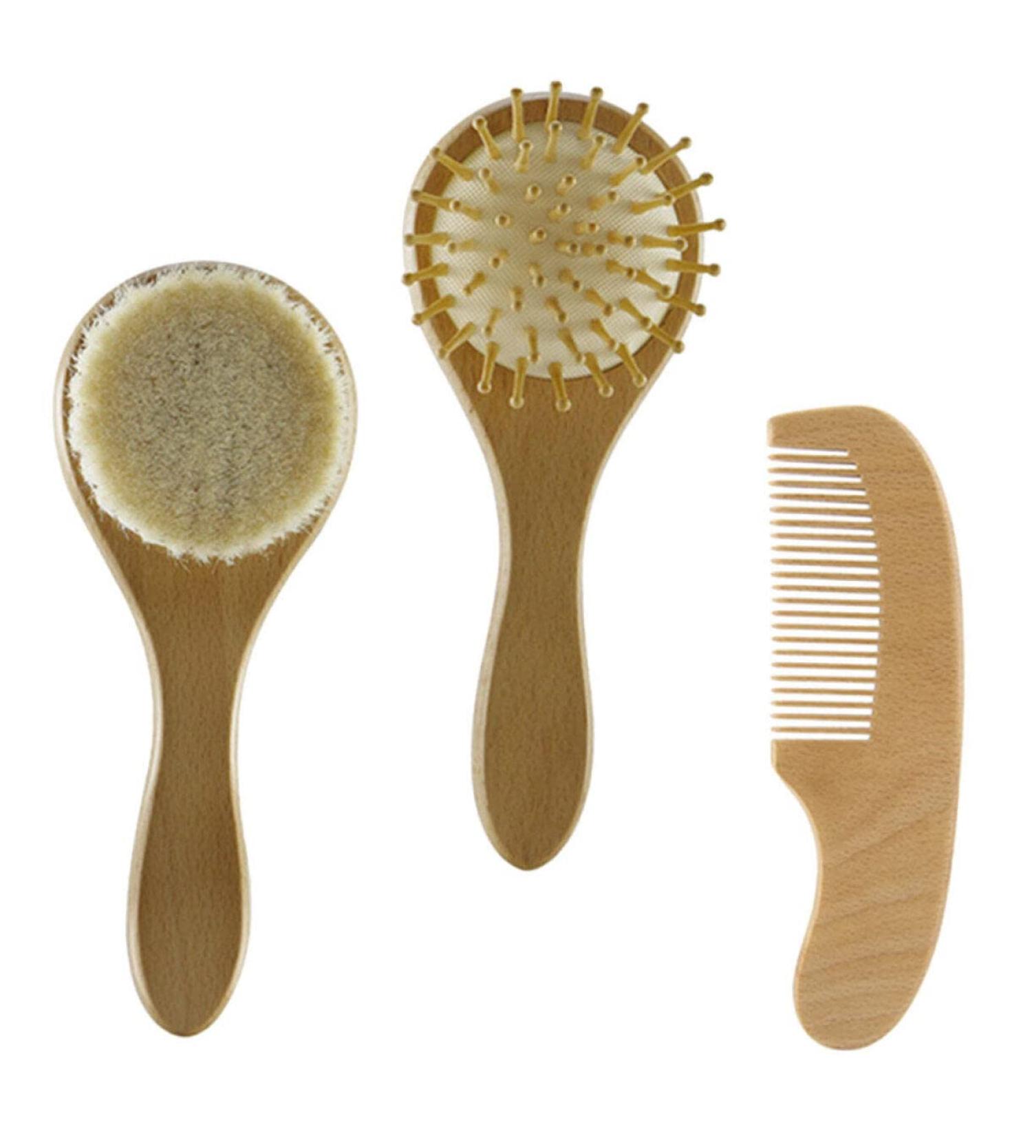 PLAFOPE 1 Set Baby Hair Brush and Hair Dryer Set with Scalp Massage and Wood Comb - Newborn and Baby Hair Care Essentials - Buy Online on GoSupps.com