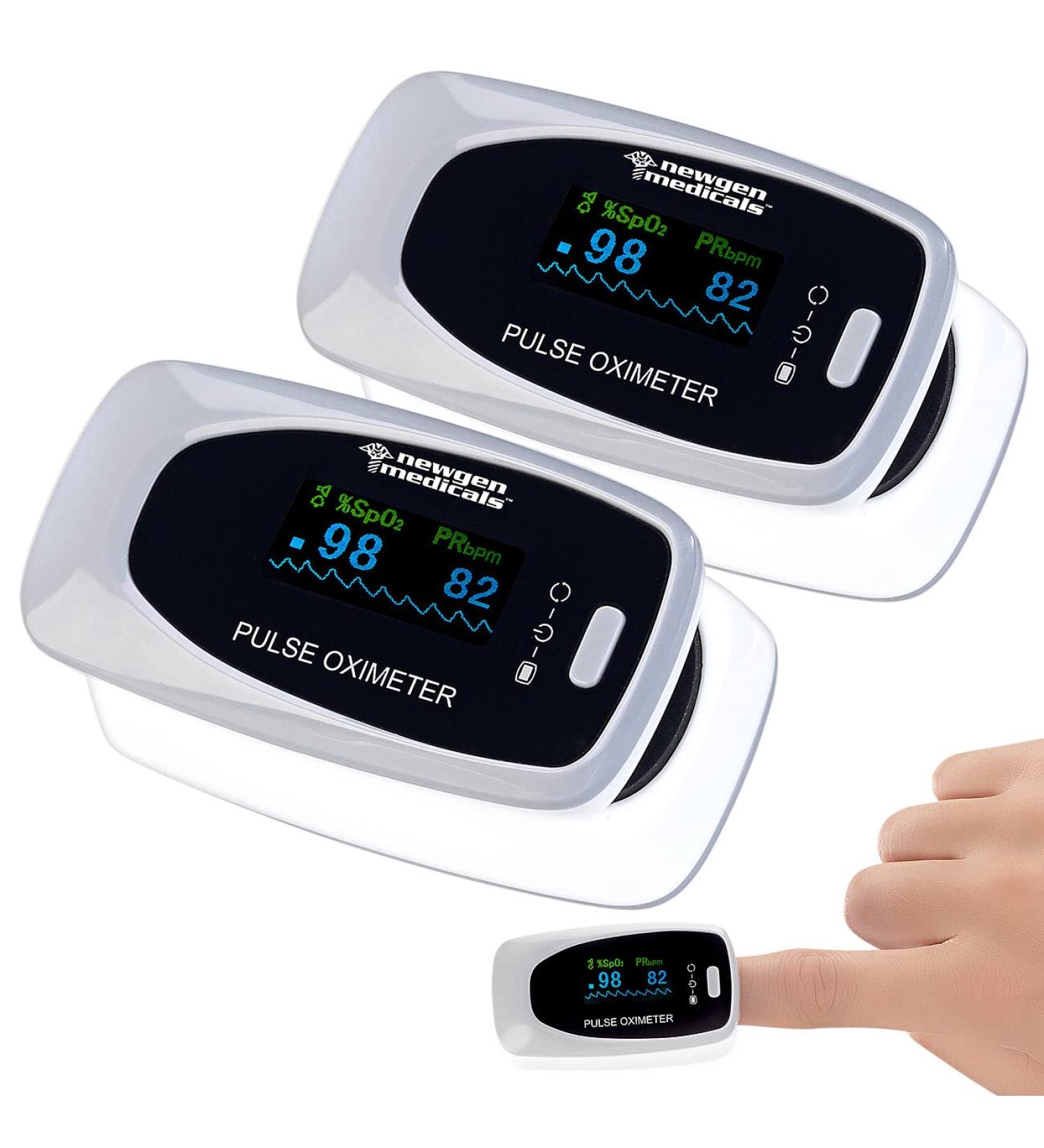 Newgen Medicals Oxymeters - 2 Set Finger Pulse Oximeters with LCD Display | Accurate Oxygen Meter & Blood Pressure Monitor for Home Use - Buy Online on GoSupps.com
