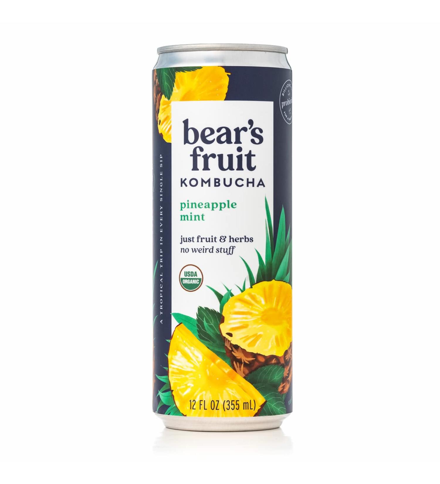 Organic Pineapple Mint Kombucha 12-Pack - Made with 100% Whole Fruit - Buy Online on GoSupps.com