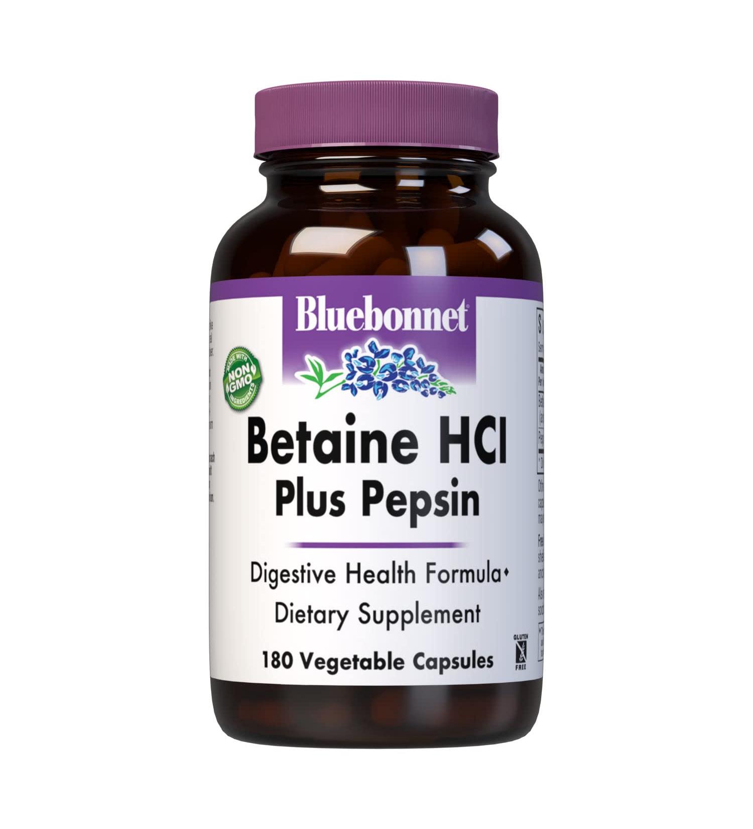 Bluebonnet Betaine HCL Plus Pepsin - 180 Veggie Caps for Digestive Support - Buy Online on GoSupps.com