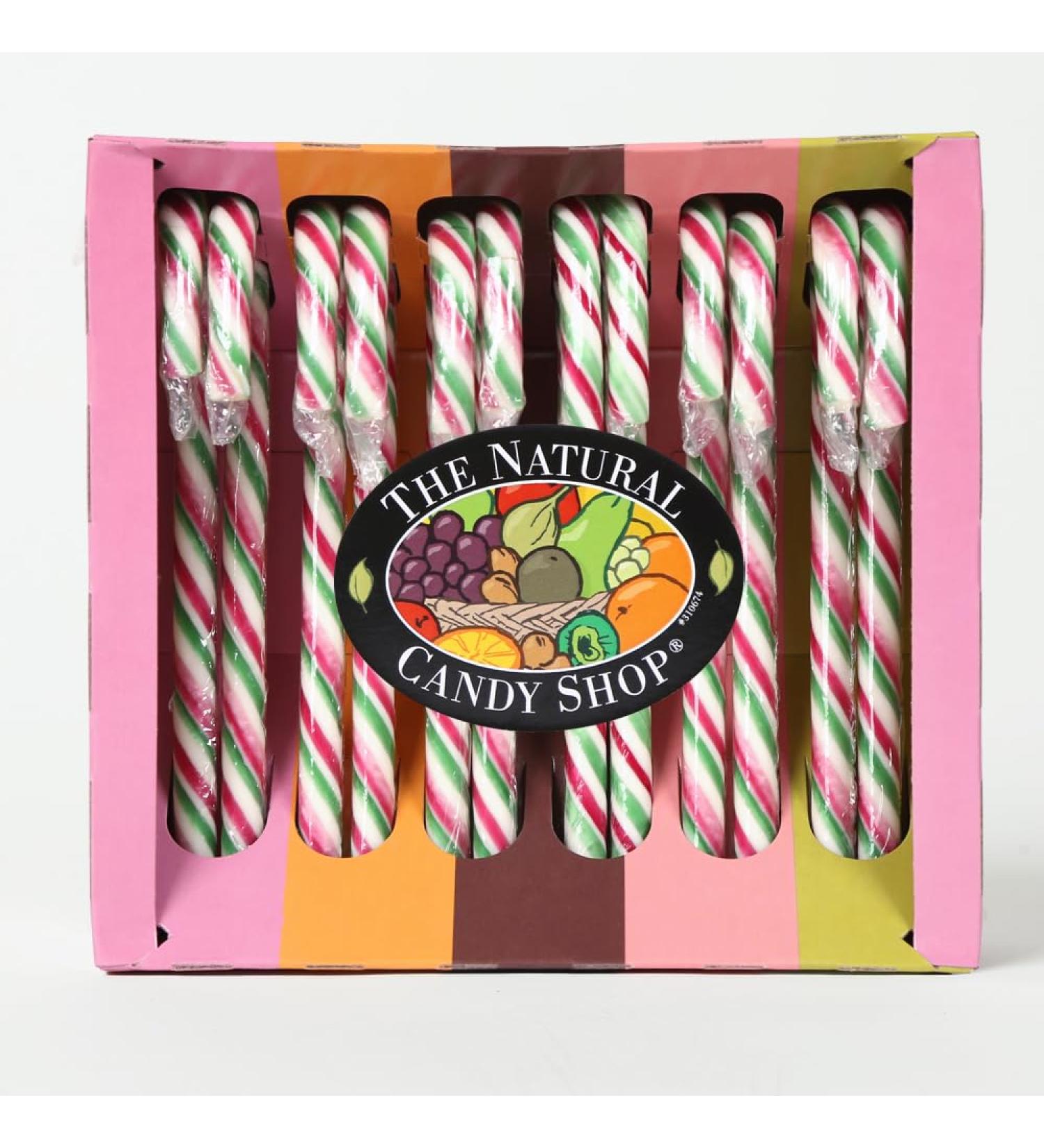 Natural Candy Shop - Peppermint Natural Candy Canes 12 x 14g Cradle Giftbox