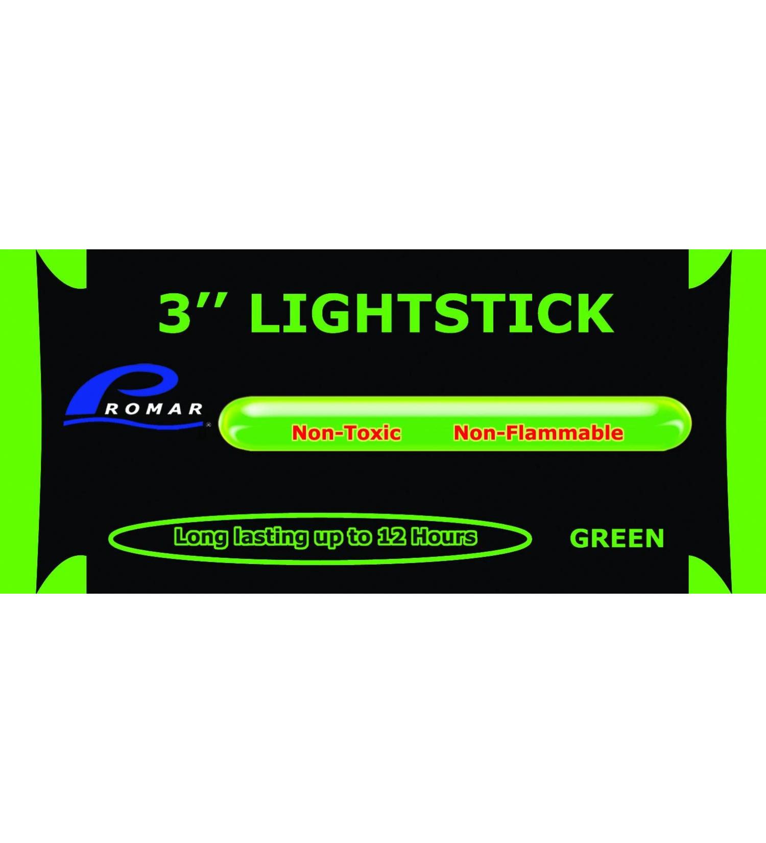 Promar GS-130G 3" Glow Stick 50 Pack, Green, Multi, One Size