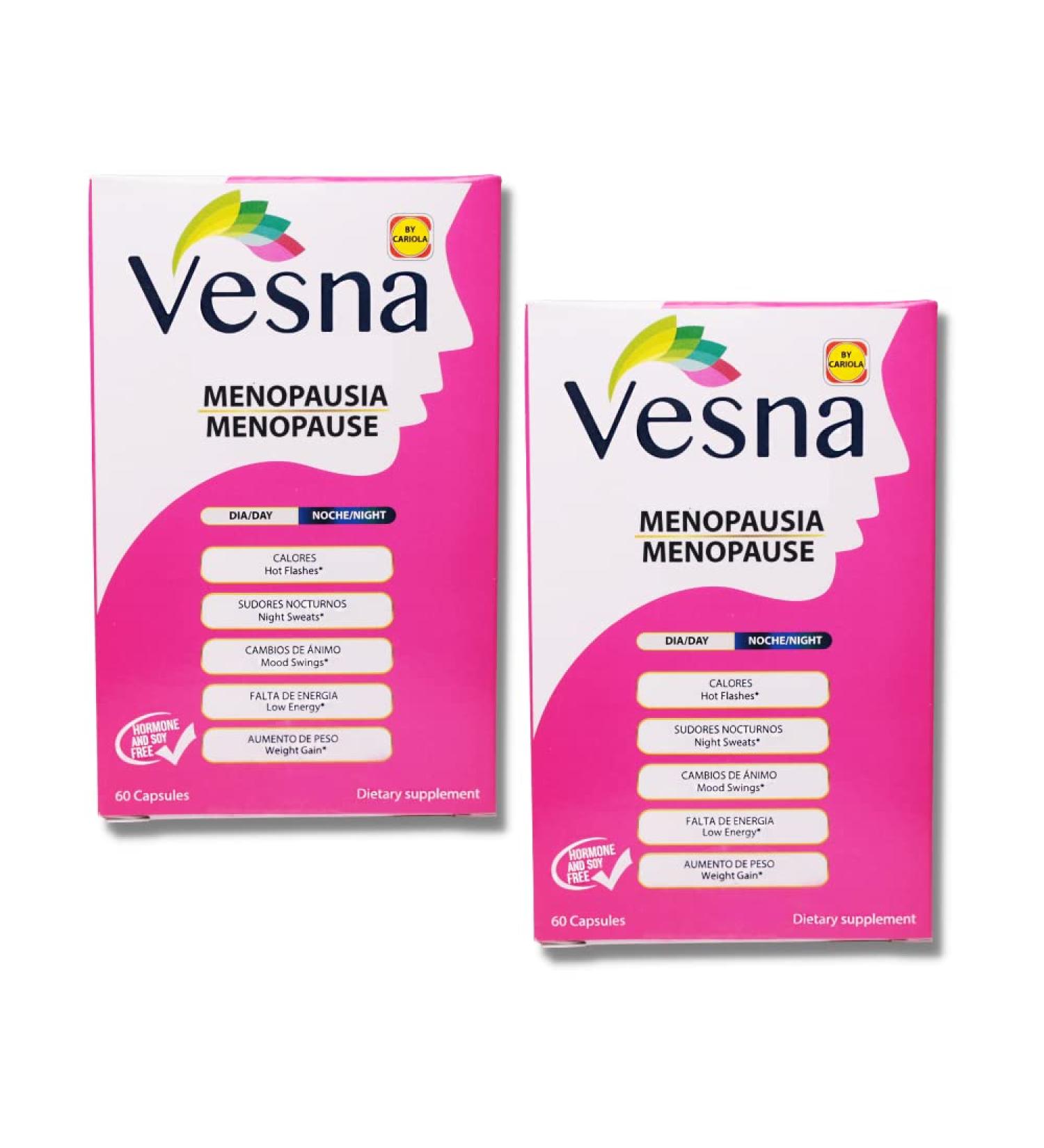 Vesna Menopause Support Capsules - Pack of 2 for Hormonal Balance Hot Flashes & Mood Swings - Day & Night Relief - Buy Online on GoSupps.com