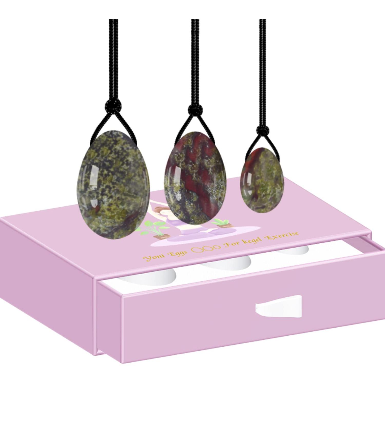 Yoni Egg Dragon Bloodstone - Kegel Exercise Balls for Pelvic Floor Strength | Natural Jade | Includes Box - Buy Online on GoSupps.com