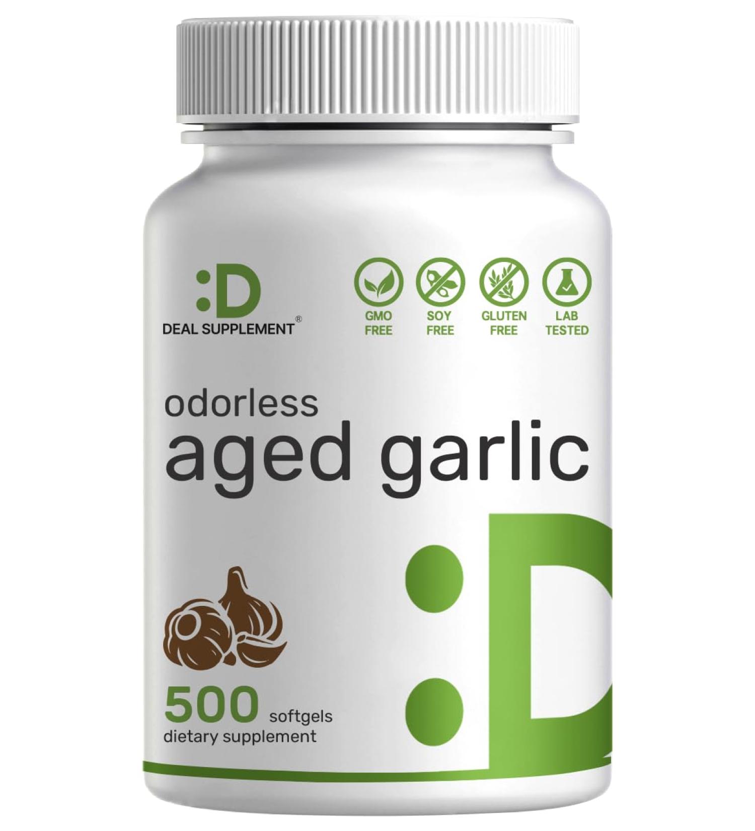 DEAL SUPPLEMENT Odorless Aged Garlic Pills 6 000mg Per Serving 500 Softgels 24:1 Garlic Oil Extract Fresh Allium Sativum Bulb Source Heart & Immune Antioxidant Supplements Non-GMO - Buy Online on GoSupps.com