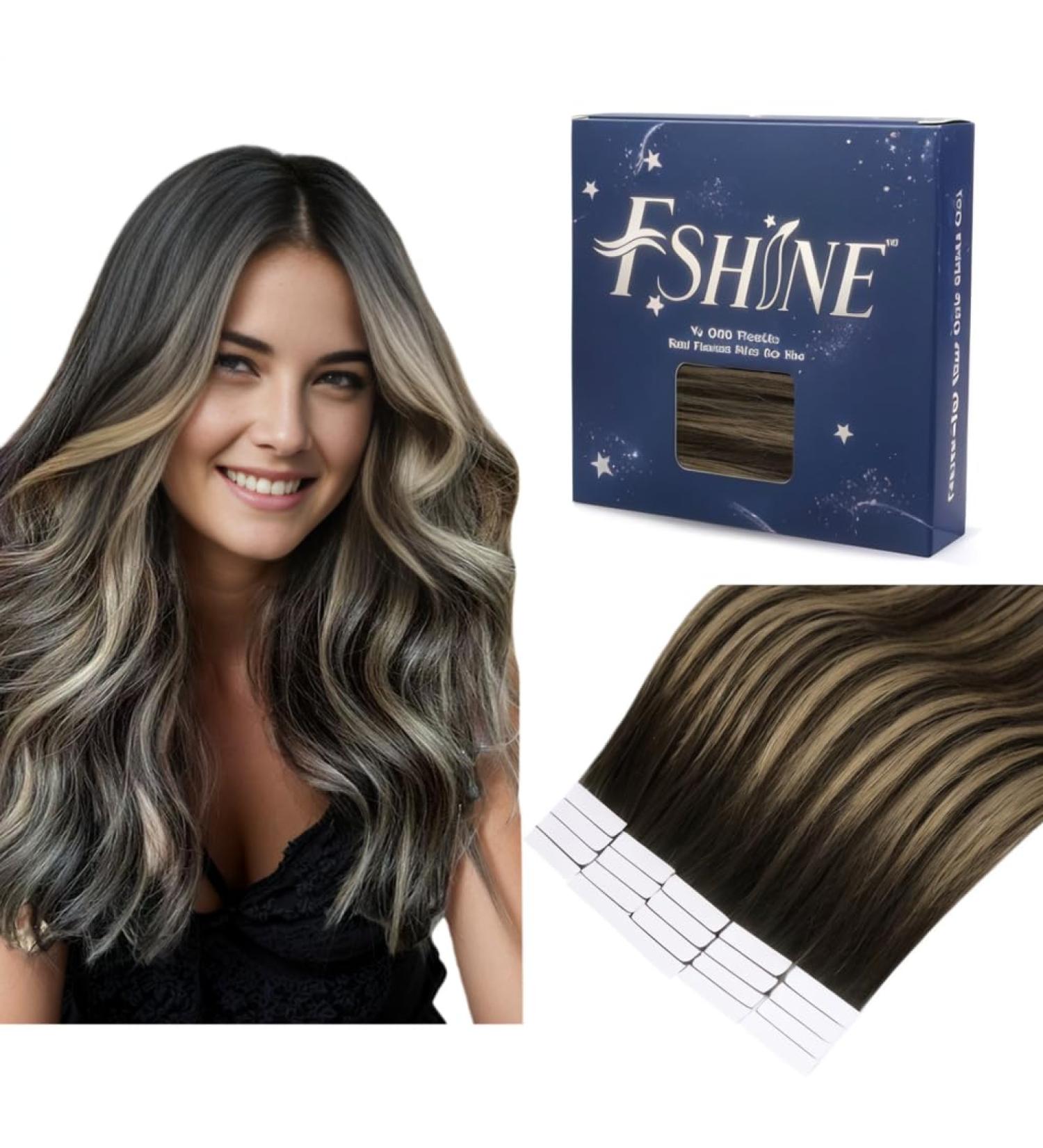 FSHINE 55cm Tape In Hair Extensions - Real Hair Off Black to Honey Blonde Invisible Band 50g 20 Pieces #1B/27/1B - Buy Online on GoSupps.com