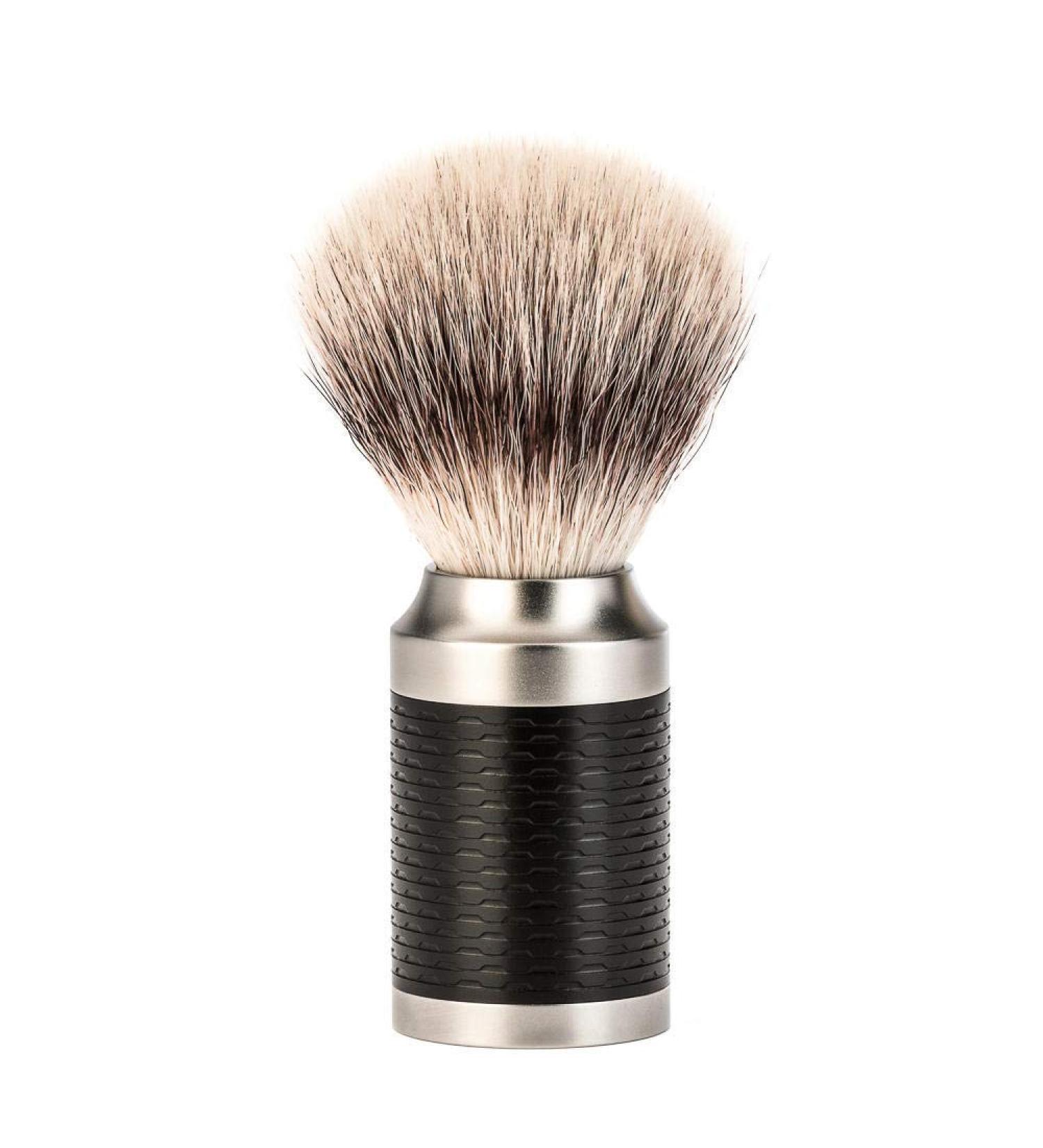 M HLE shaving brush Silvertip Fibre stainless steel handle/matt black