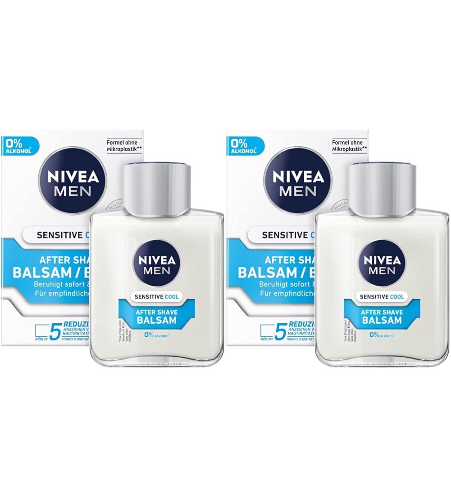 Nivea Men Sensitive Cool After Shave Balm 100ml - Soothing Skincare with Chamomile & Vitamin E (2 Pack) - International Shipping Available - Buy Online on GoSupps.com