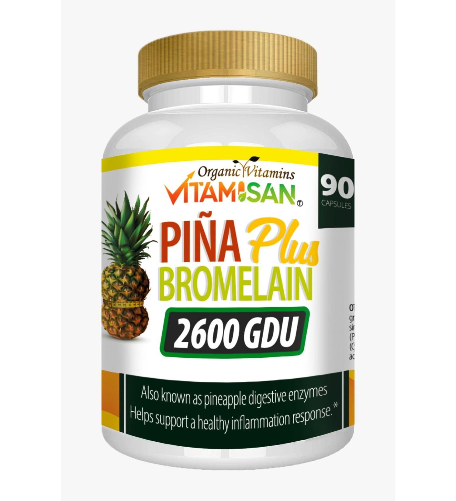 VITAMISAN Bromelain Supplement Enzymes from Fresh Pineapple Non GMO 90 Capsules