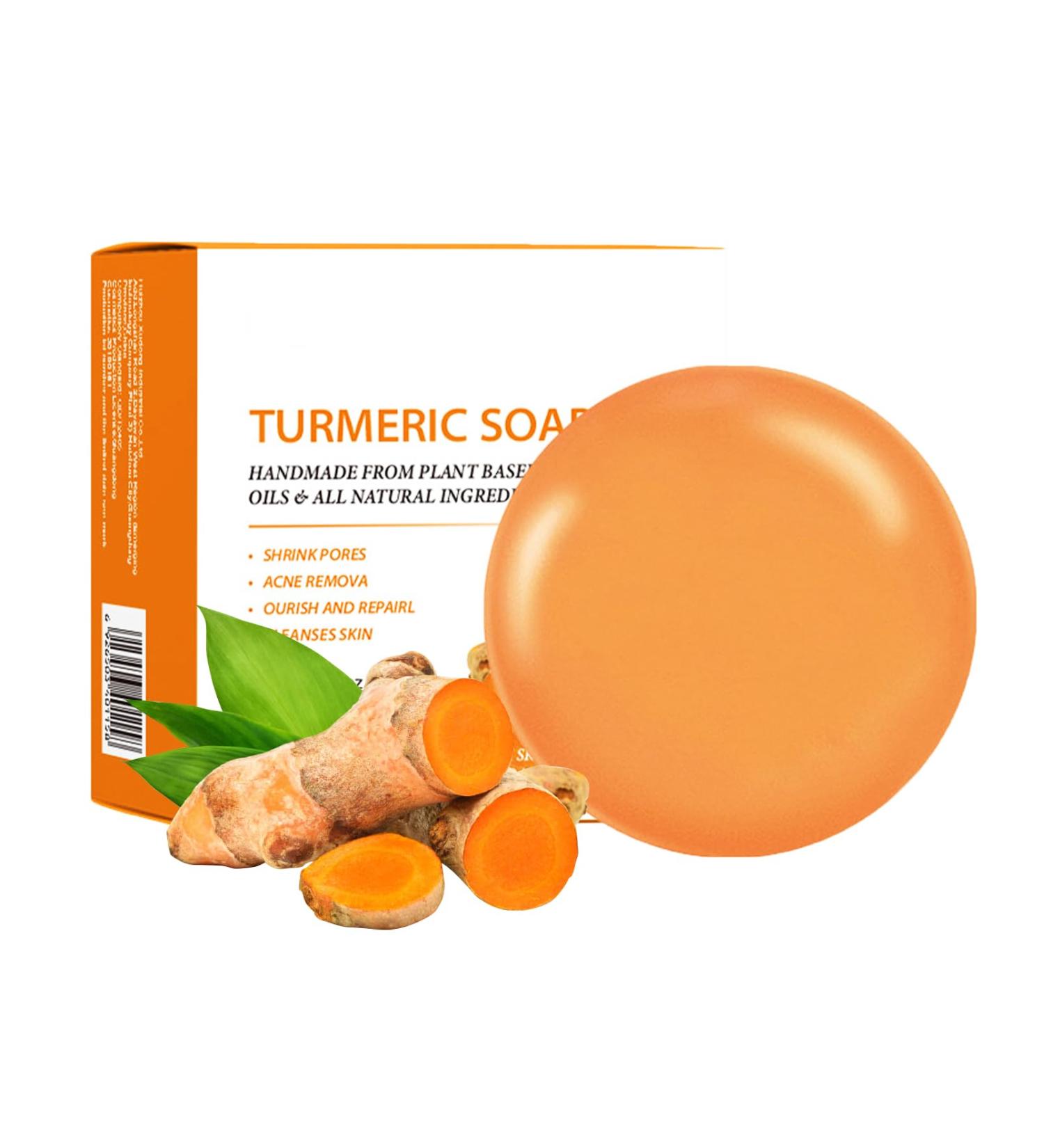 Turmeric Soap - Unclogs Pores Acne Remover - Turmeric Soap Bar - Turmeric Brightening Soap Smooth Tender Clean Skin Dirt - Moisturize Hydrate Restore Elasticity Radiance - for Face & Body - Buy Online on GoSupps.com