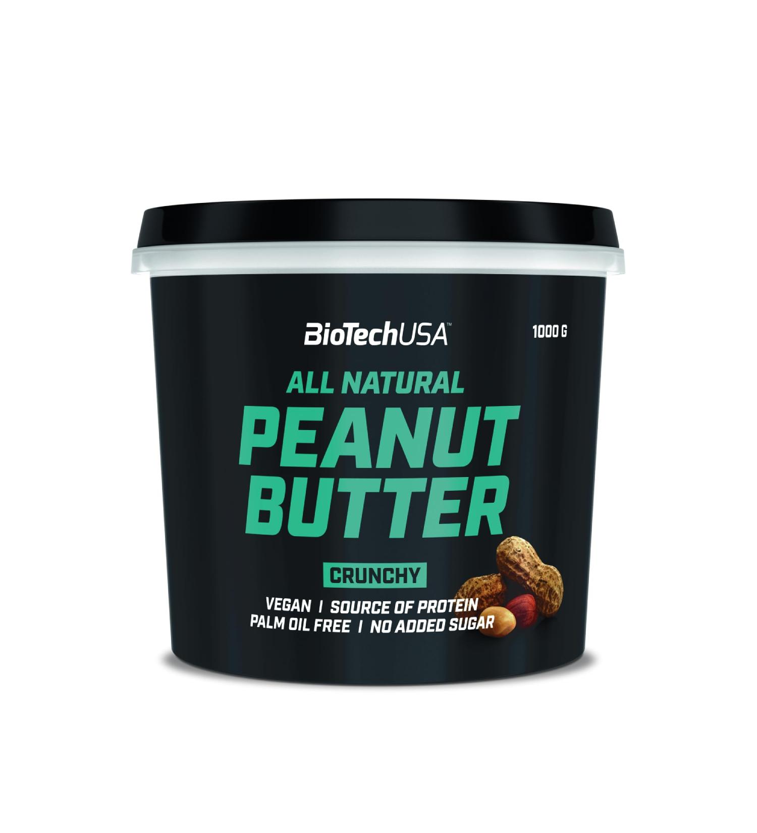 BiotechUSA Peanut Butter | Natural Vegan Protein | Gluten-Free High-Fiber 1kg Crunchy Spread - Enjoy Healthy Snacking! - Buy Online on GoSupps.com
