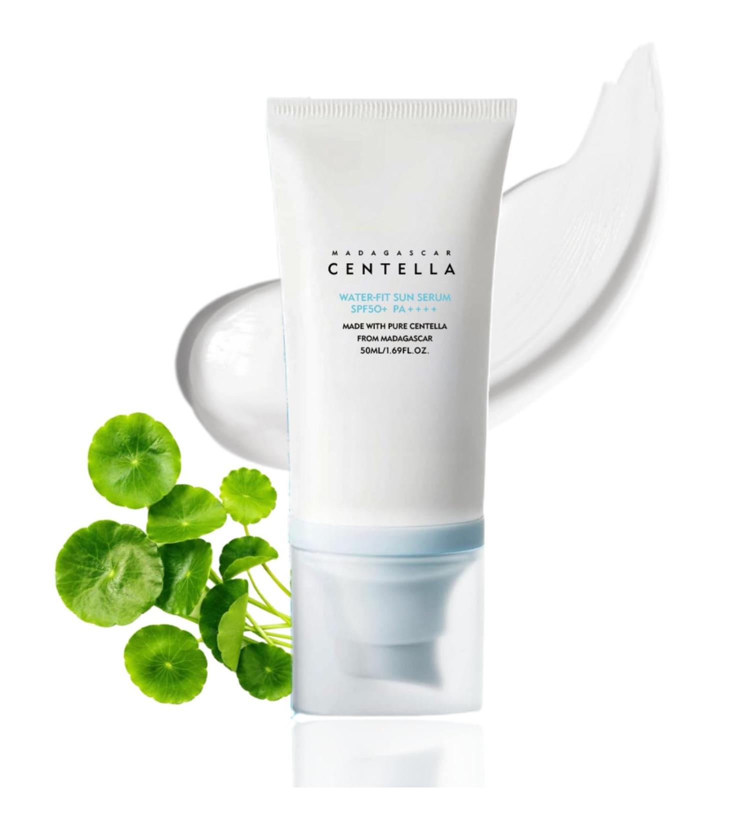Centella Sunscreen SPF 50 Korean Sunscreen Centella Water-Fit Sun Serum Hydrating Sunscreen Essence Sun Cream Korean Sunscreen for Oily Skin No Sticky Refreshing Universal Sunscreen UV Defense - Buy Online on GoSupps.com