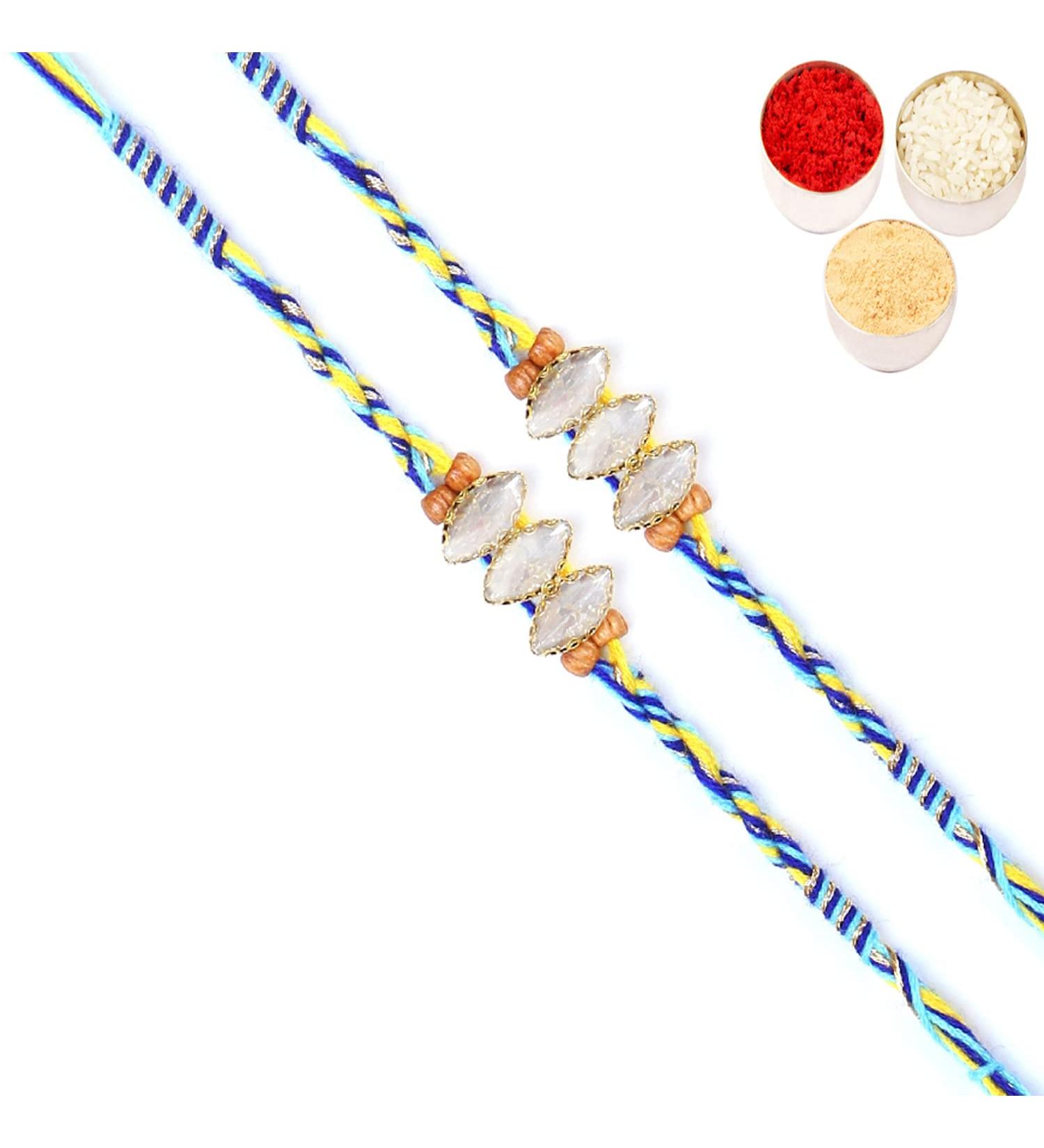 Ghasitaram Gifts Rakhi for Brother Rakhis Online - Set of 2-6400 Fancy Thread Rakhis Set of 2 Rakhis - Buy Online on GoSupps.com