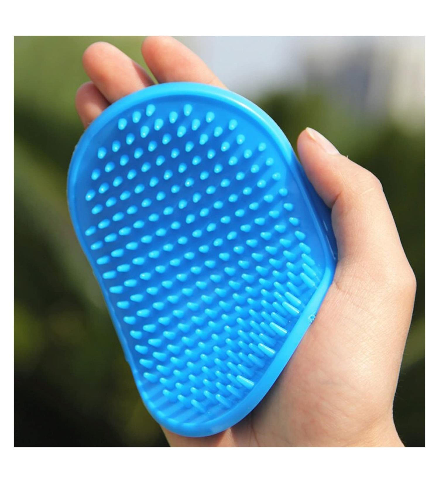 Jkxwx Silicone Pet Brush Glove | Blue Dog & Cat Washing Brush for Fur Removal Bathing & Cleaning - Buy Online on GoSupps.com