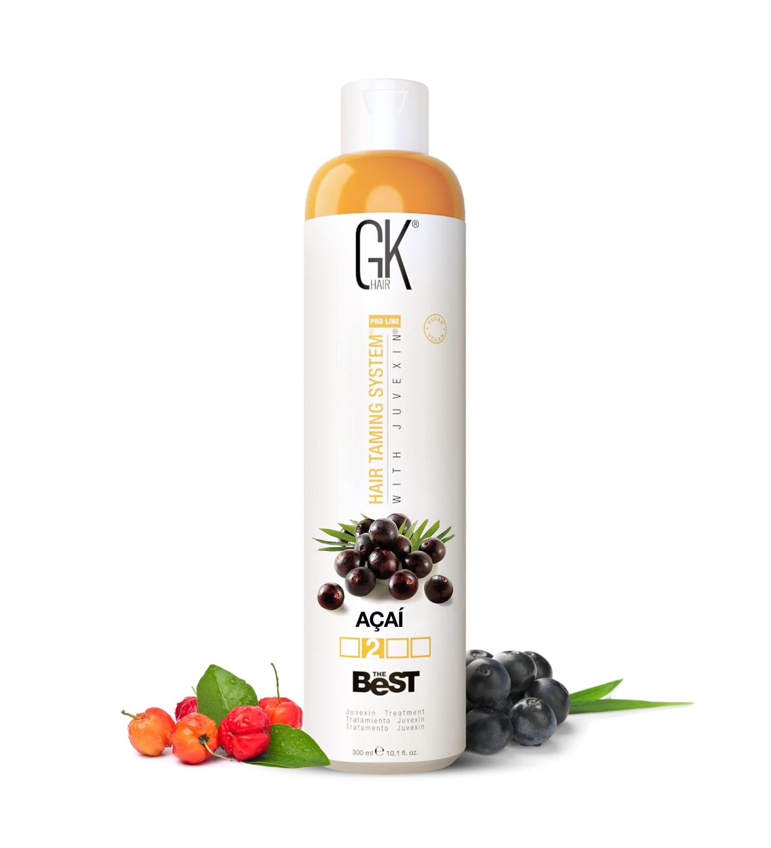 GK Hair Global Keratin Acai Treatment 300ml - Vegan Smoothing Blowout for Silky Frizz-Free Hair | Formaldehyde Free - Buy Online on GoSupps.com